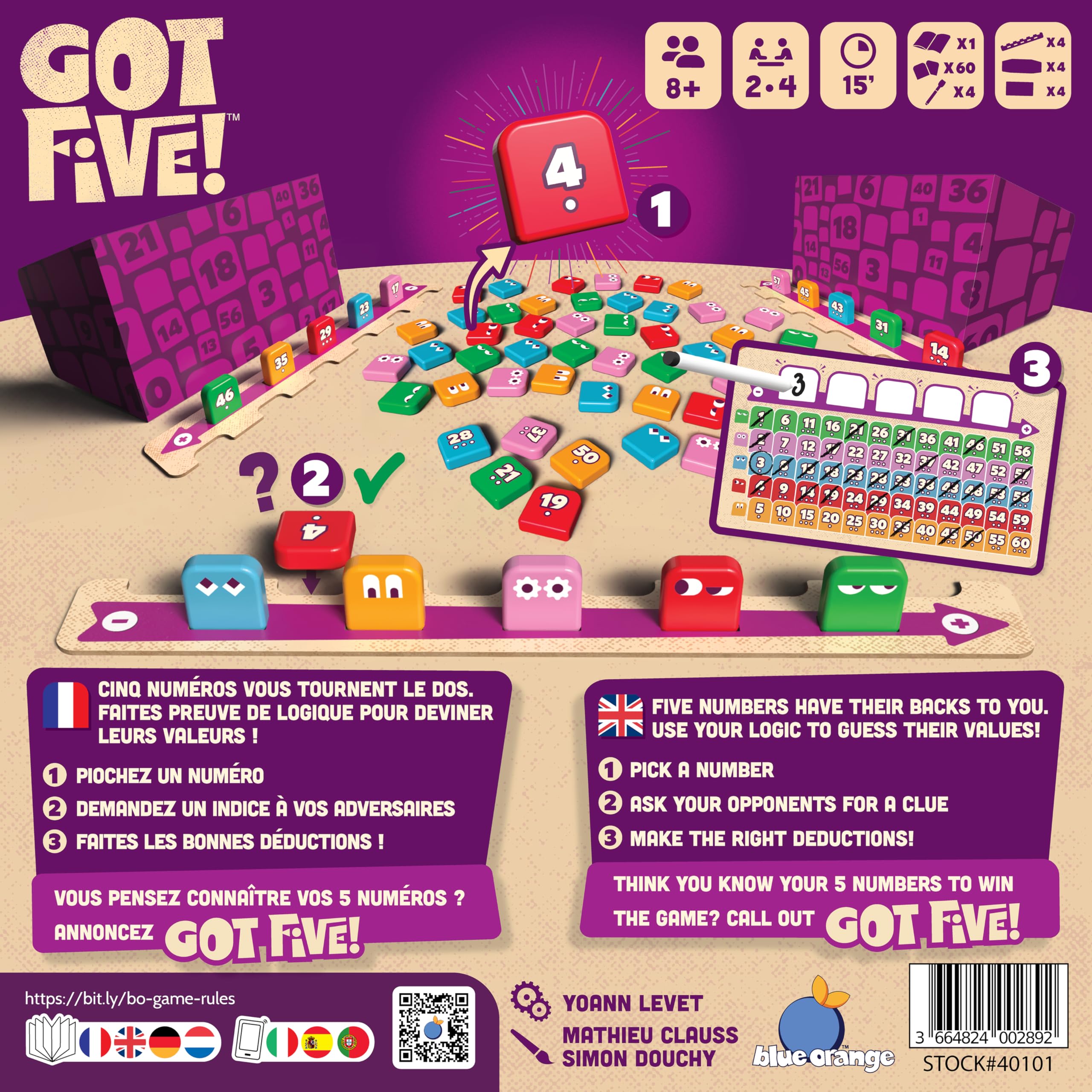 Blue Orange - Got Five - Gioco di Società - Logica e Deduzione - Piastrelle - Ideale tra amici o familiari - Da 8 anni