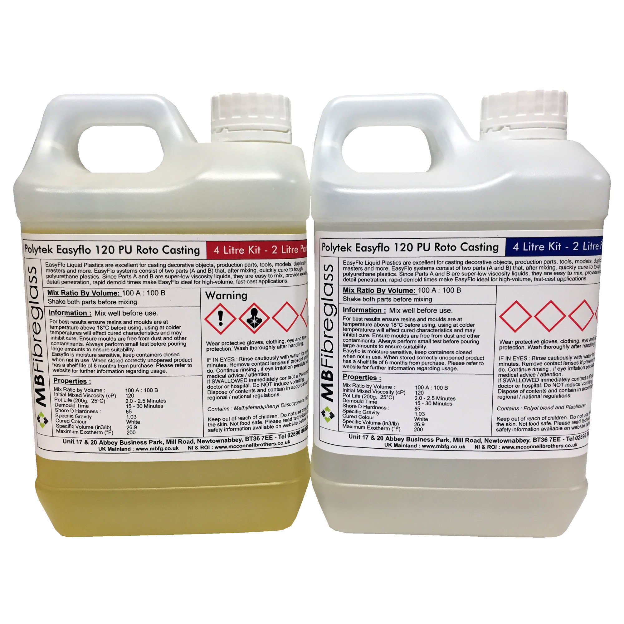 Polycraft EasyFlo 120 Polyurethane Liquid Plastic Rotocasting Resin 4 Litre Kit