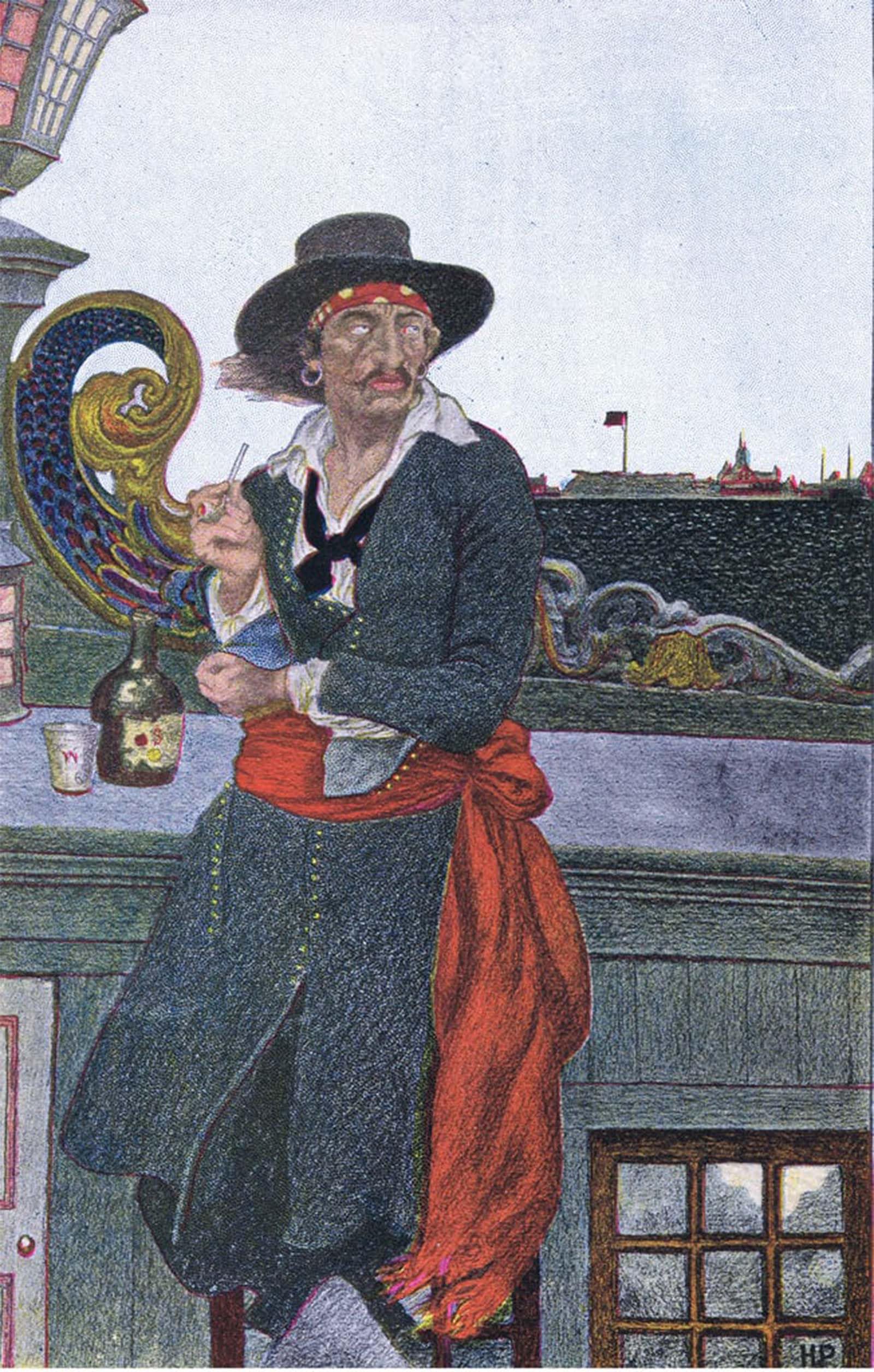 SERENDIPITP Aesthetic Poster Photo Wall Print Retro Picture Kidd on the Deck of the Galley by Howard Pyle Modern Wall Artwork for Home Decor 60x90cm