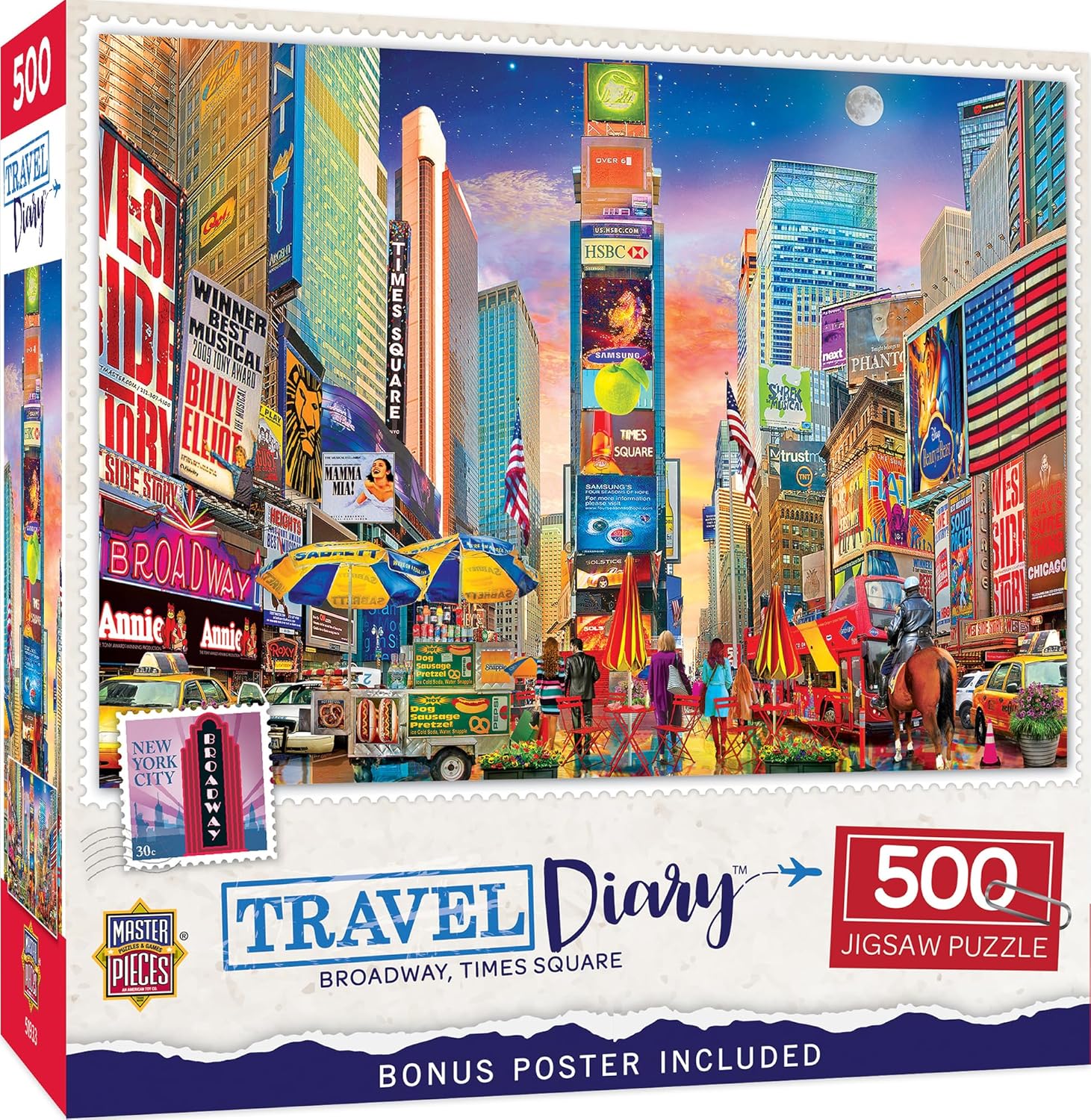 MasterPieces 500 Piece Jigsaw Puzzle - Broadway Times Square NYC Puzzle - 15"x21" - Adults & Family - New York City Landmarks