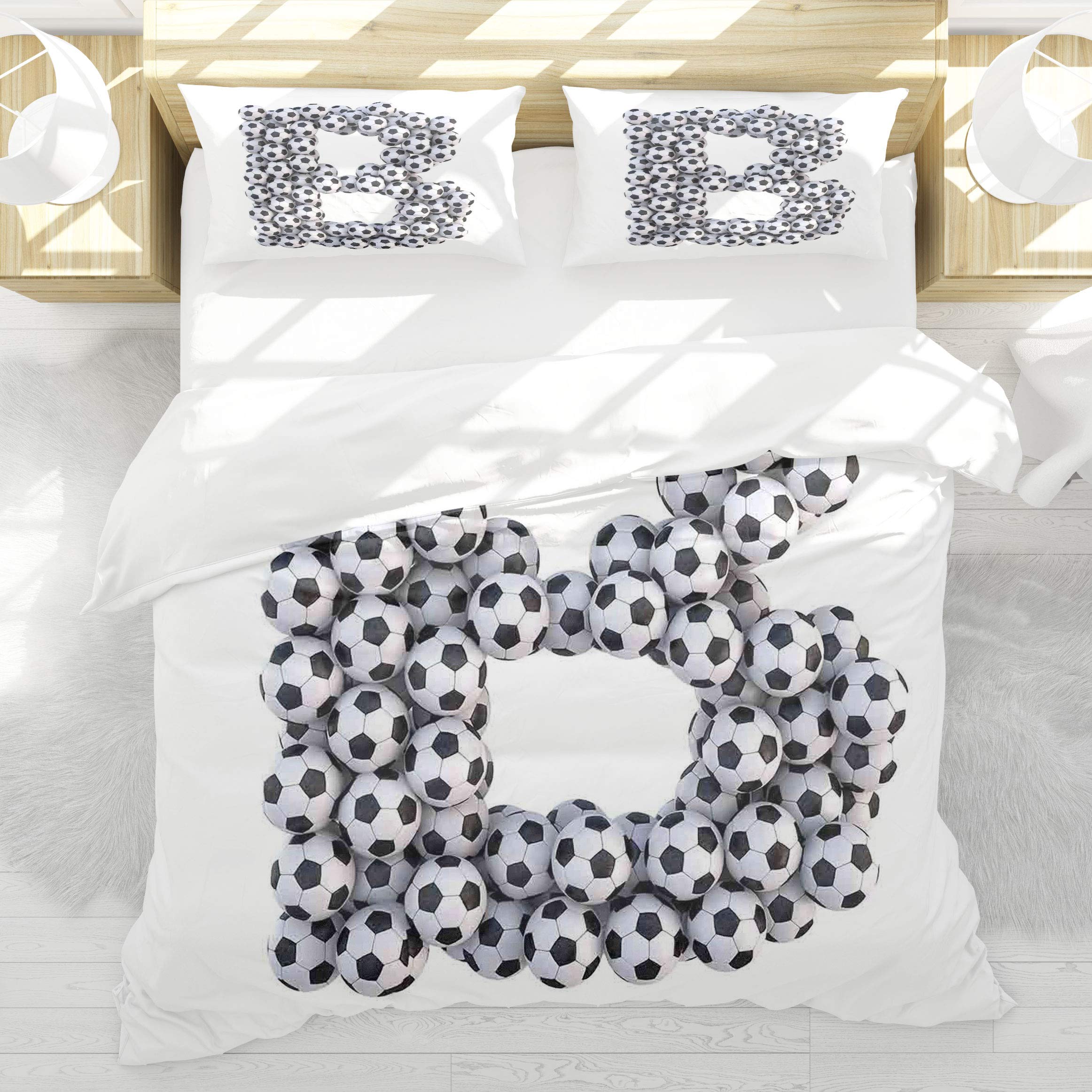 Housse de couette 220x240 football avec taie d'oreiller 50x75 parure de lit sport