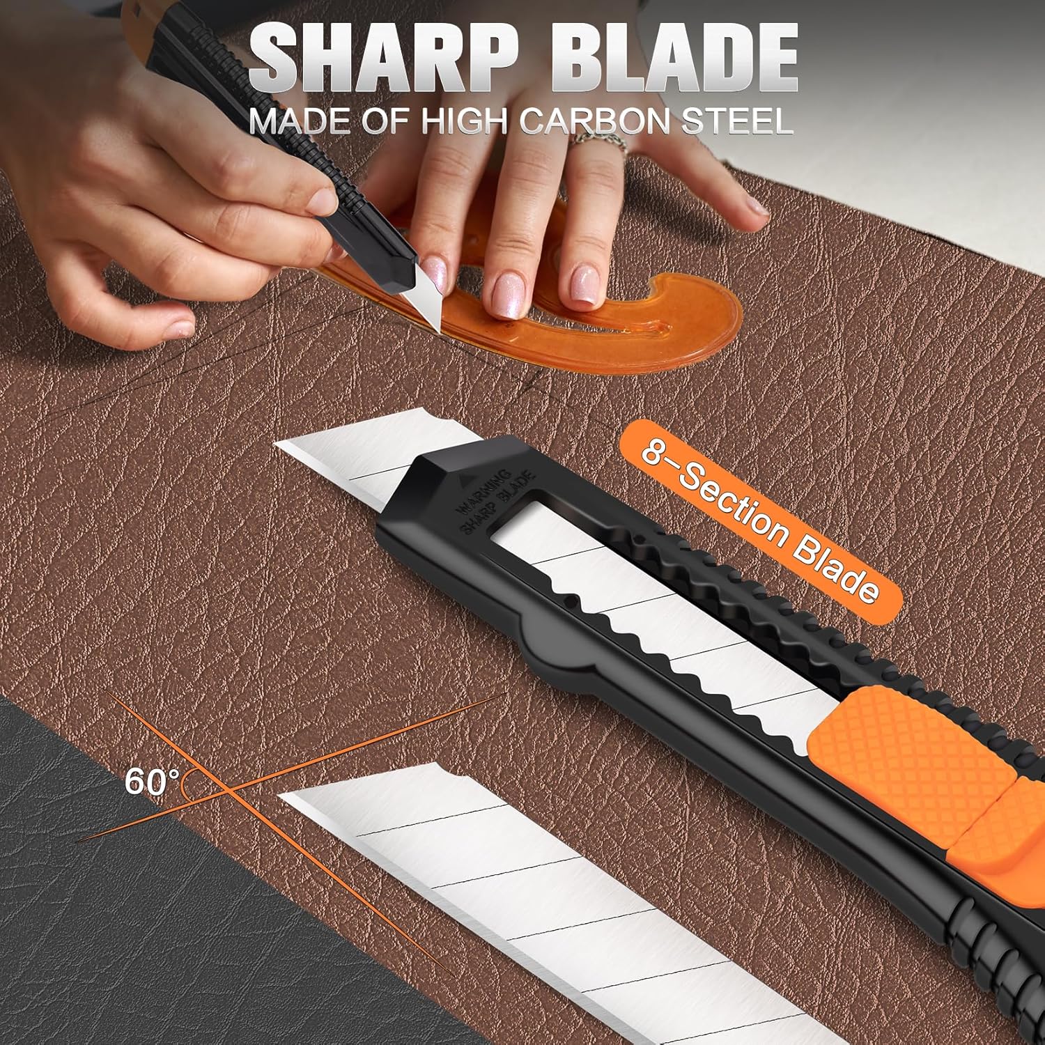 Retractable Utility Knife, 4 Pack Box Cutters with 18mm Snap-Off Blade for Paper, Plastic, Cardboard