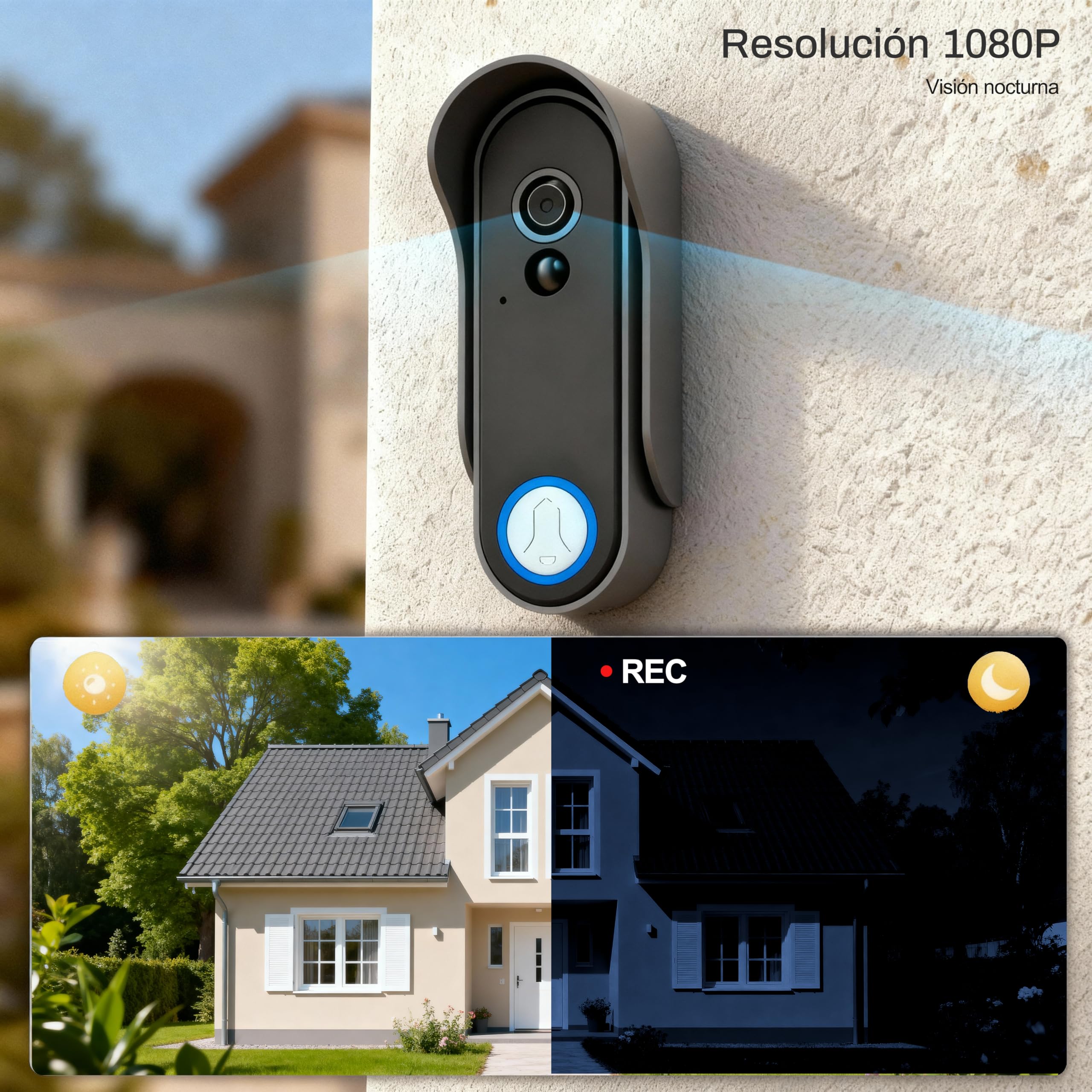 WiFi Pantalla táctil de 8 Pulgadas HD 1080p Ultrafino Inalámbrico Videoportero Timbre Video Interfono,Detección de Movimiento, Compatible con la App Tuya, Almacenamiento de Vídeo Gratuito