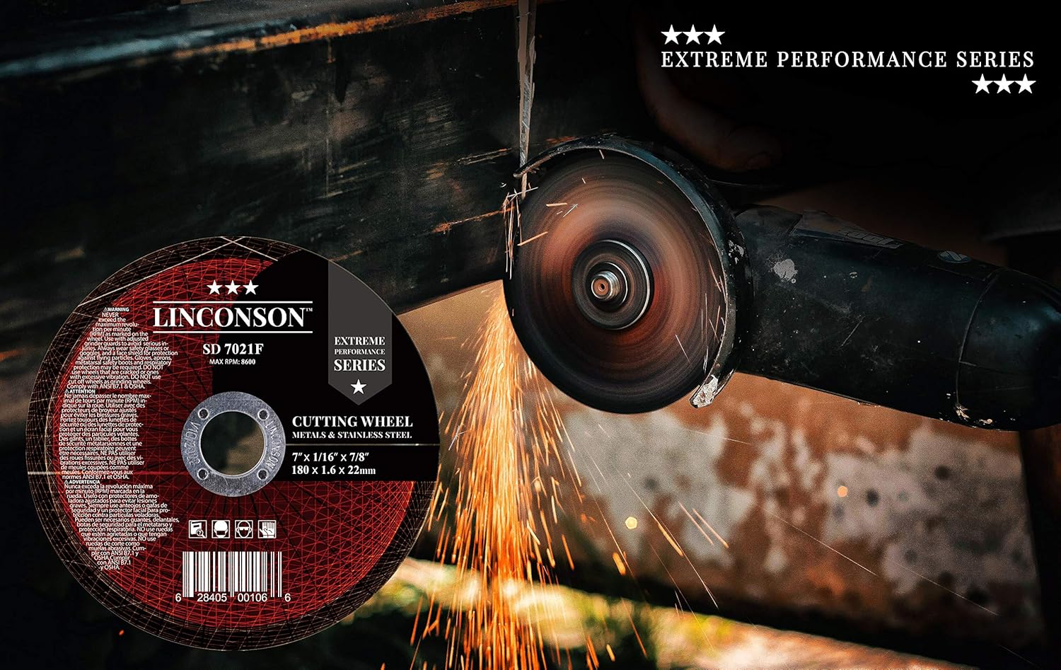 LINCONSON 10 Pack 7 Inch Cut Off Wheel for Metal & Stainless Steel Used On Angle Grinder 7”x1/16”x7/8" Flat Disc (SD 7021F)