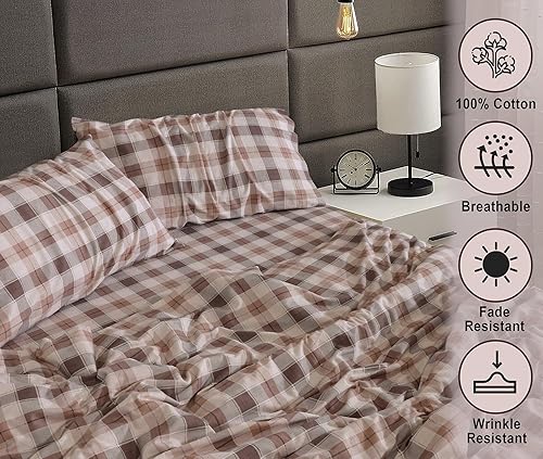 Vista 50 de RUVANTI Juego de sábanas de franela 100% algodón, tamaño matrimonial, 4 piezas, Alpine Serenity Serenidad alpina