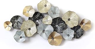MONTEMAGGI Quadro 3D in Metallo Fiori Oro Grigi Panna E Neri 158X4X81cm