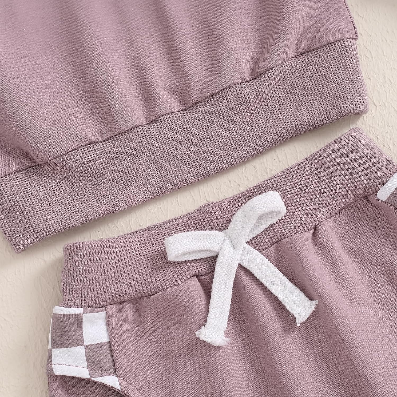 Toddler Baby Girl Clothes Contrast Color Fall Winter Outfit Long Sleeve Sweatshirts and Pants Newborn Infant Set Plaid Purple 6-12 Months image 6 of 7 B0D9D6WHYY