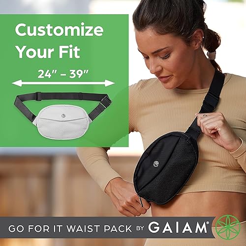 Miniatura 5 de Gaiam Go for It - Riñonera ajustable para mujeres y hombres, bolsa cruzada impermeable con bolsillos con cremallera, bolsa para cinturón