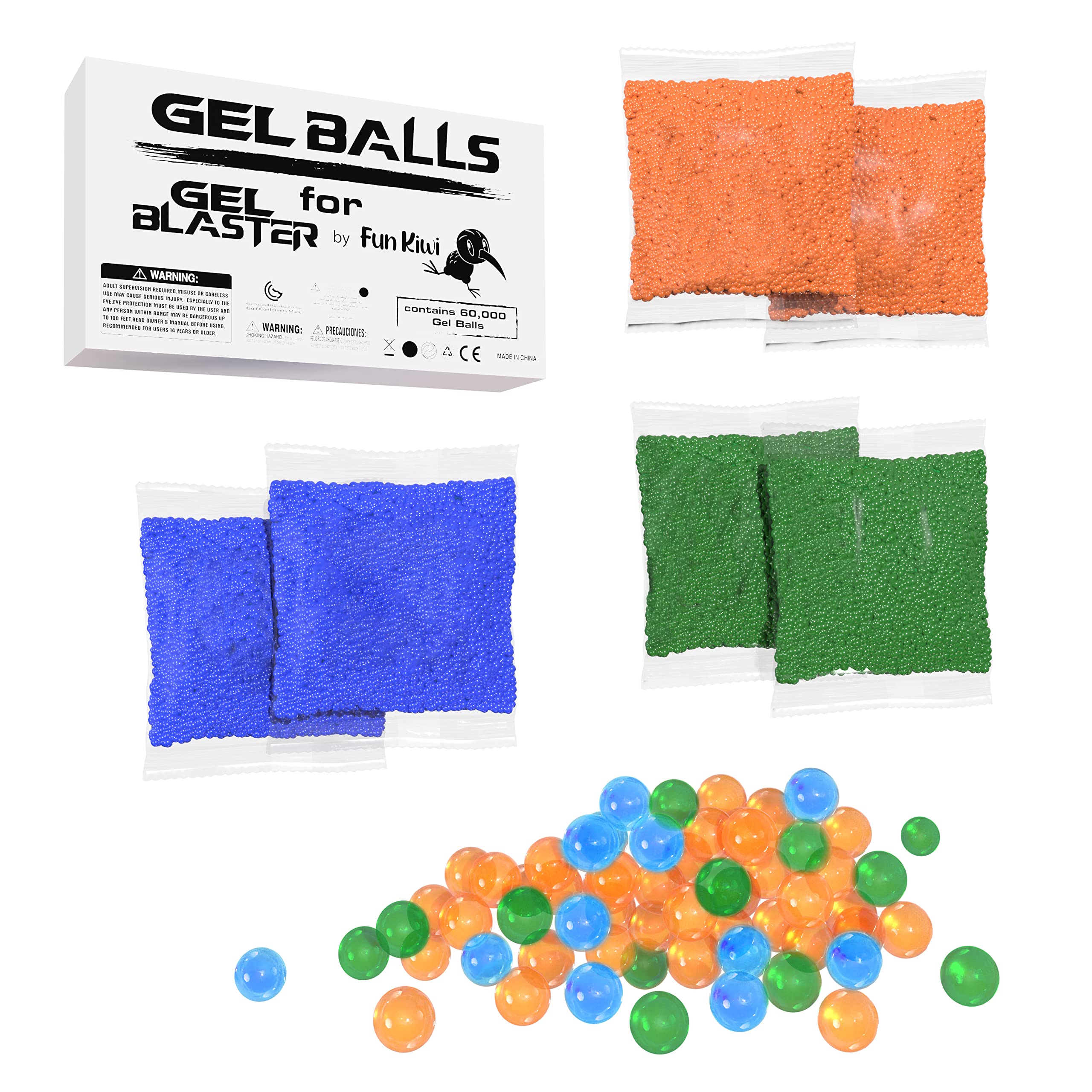 Buy Fun Kiwi Gel Blaster Ammo Refill 6Pack 60,000 Gel Ball Blaster