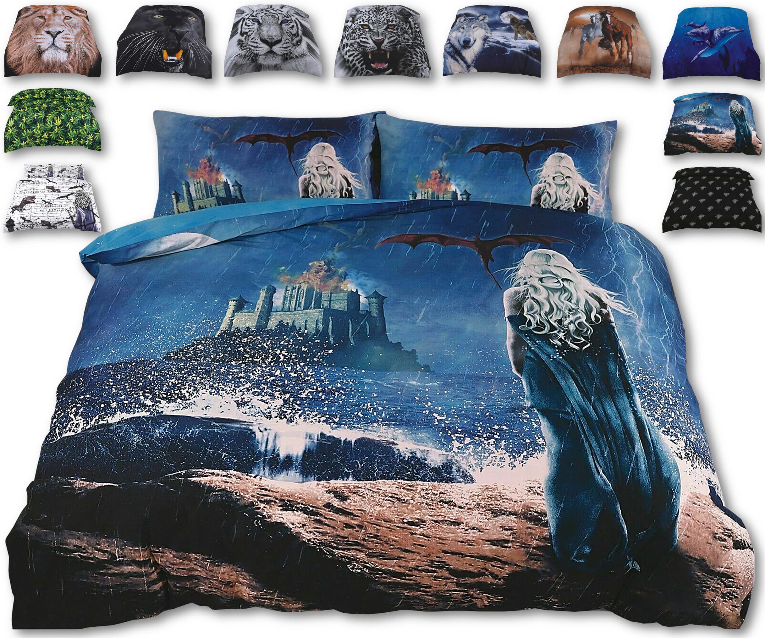 TheWhiteWater Limited 3D PRINTED DUVET Cover SET Beddings + Two Pillowcases – Mother of Dragon Two - Double Bed (Mother of Dragon Two, Double Size Bed)