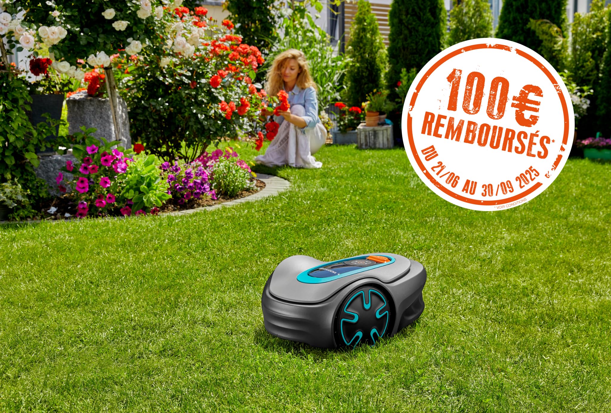 Gardena Tondeuse Robot SILENO minimo 500 m²: Tondeuse à Gazon Intelligente avec Une connectivité optimale programmable avec l'appli Gardena Bluetooth®, Version FR/NL (15202-26)