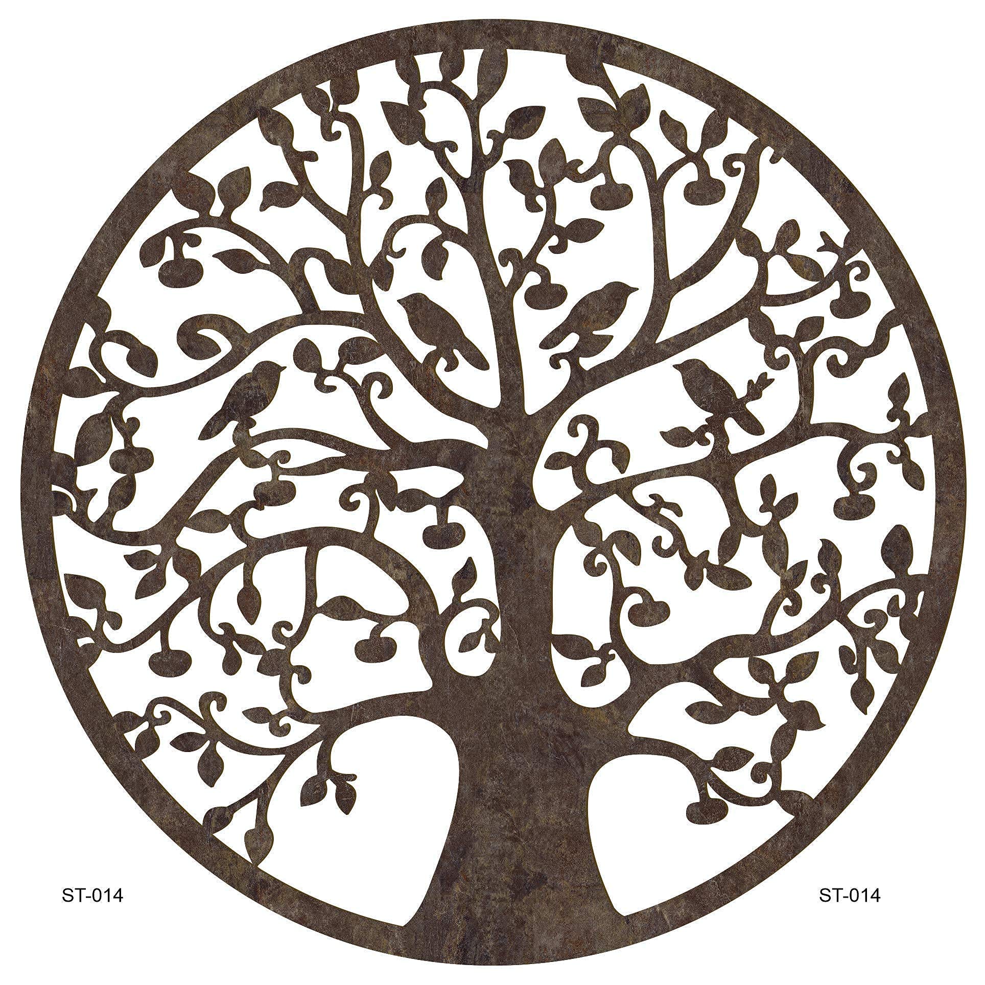 Lebensbaum Holz Ø 39/49 cm - 8 Holz-Optiken-Wandbild - edle Dekoration - Baum des Lebens - ideale Geschenkidee