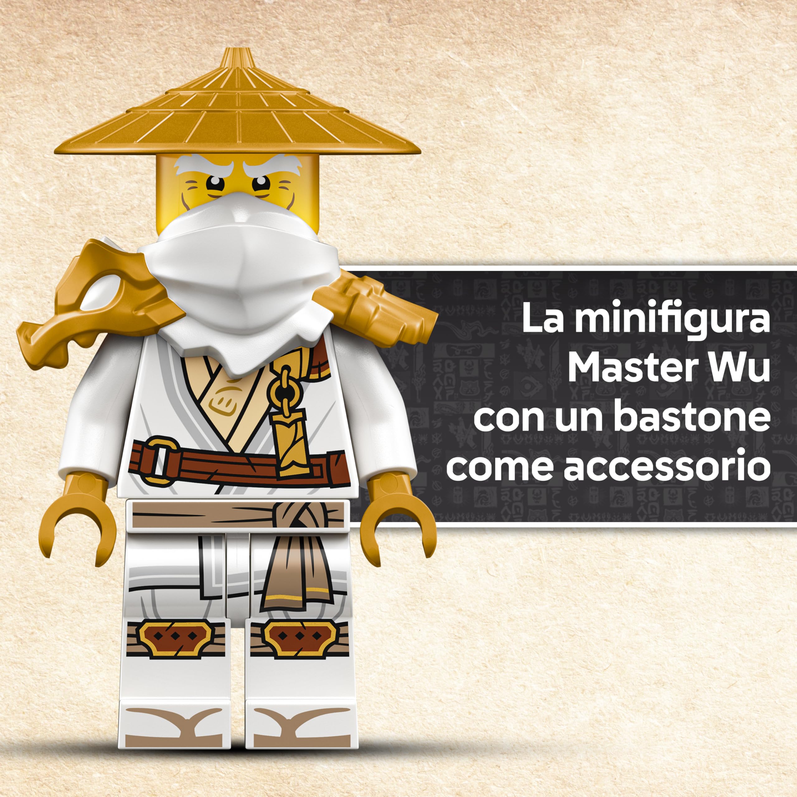 LEGO Ninjago Drago-Guardiano - Giocattolo da Costruire di Action Figure Snodabile con Minifigure del Maestro Wu ed Espositore Effetto Roccia - Regalo per Bambini 14+ Anni Fan di Monstrosity - 71847
