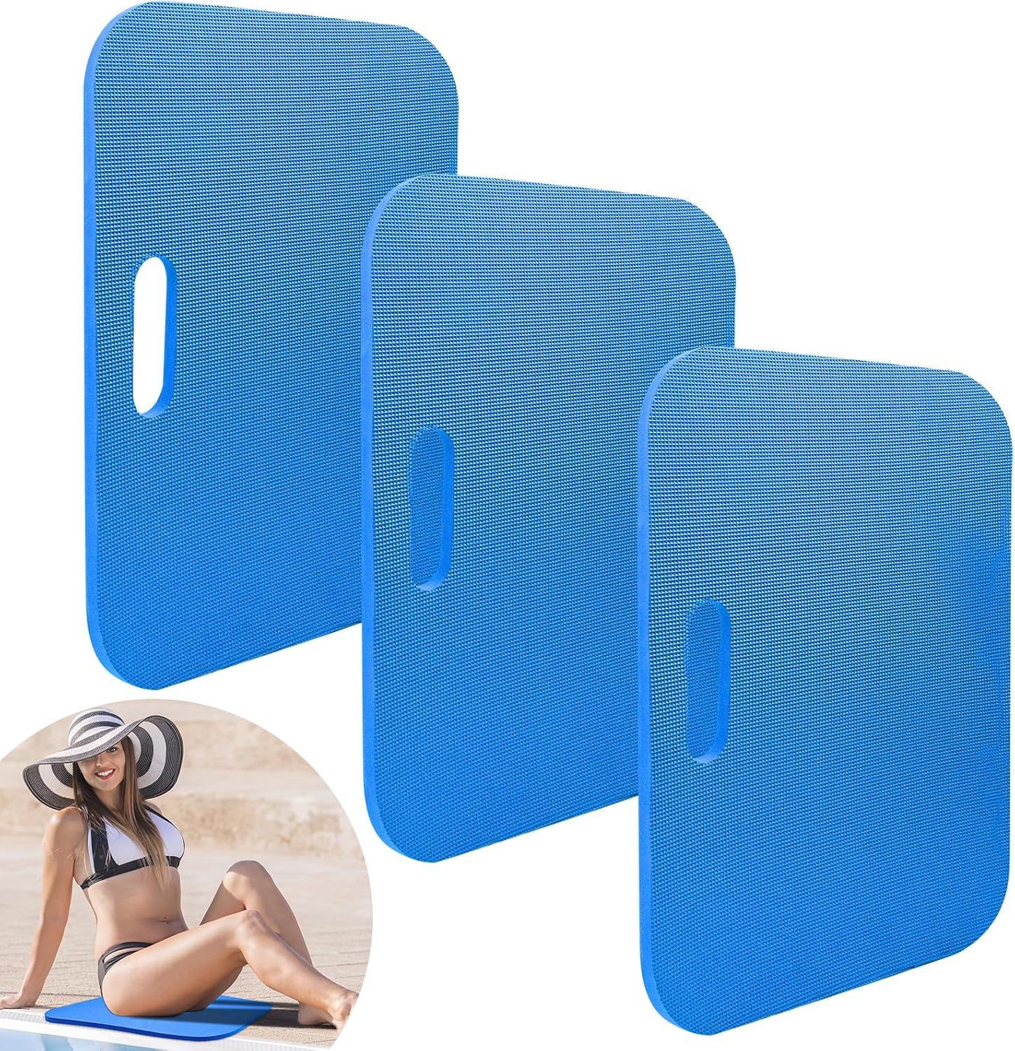 3PCS Pool Seats for Edge of Pool, 24x16 in Poolside Seating Mat Soft Neoprene Pool Cushion Pad Multifunction Poolside Chair Pool Side Accessories for Pool Owner, Adults Kids Lounging