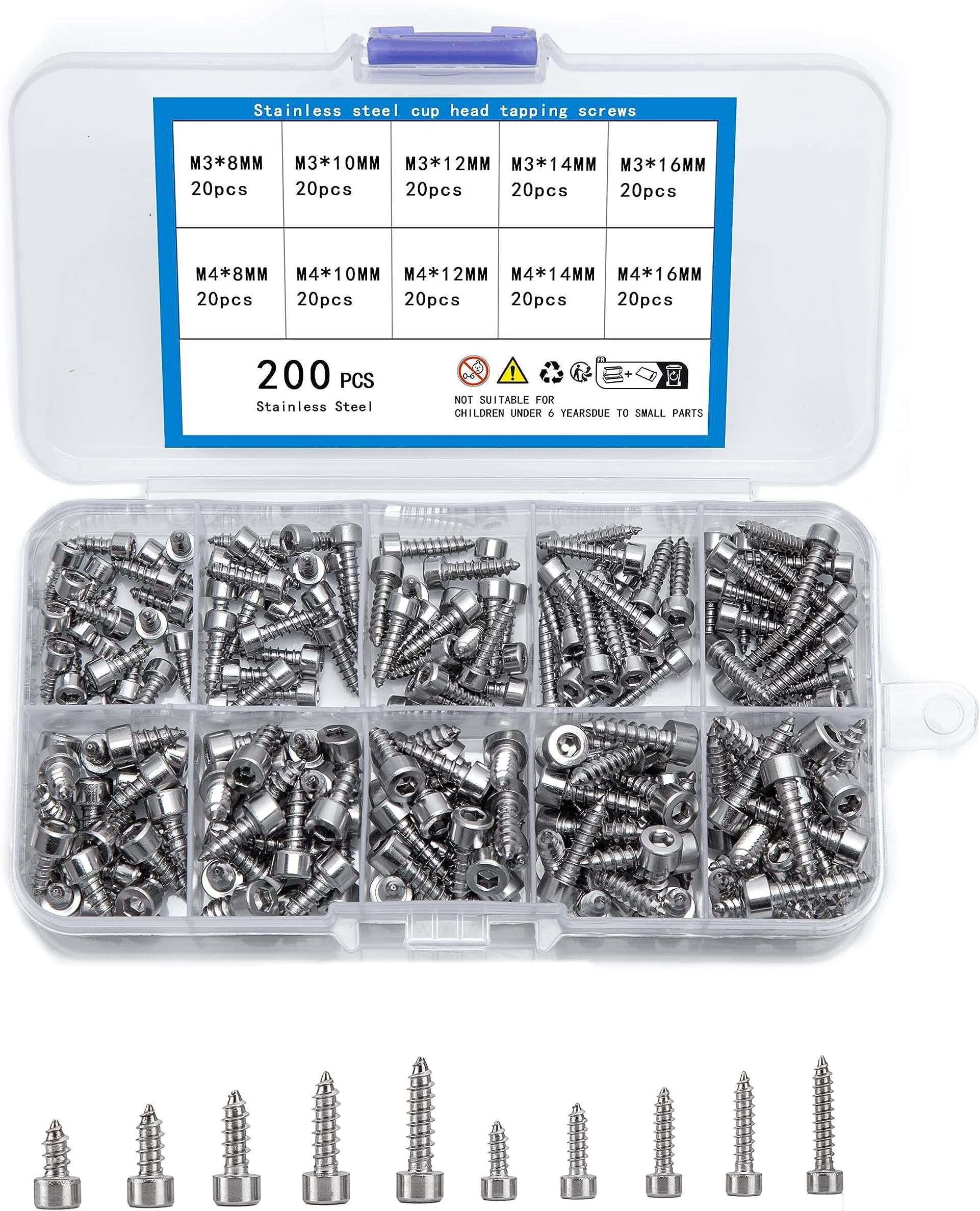 Viti Testa Cilindrica Con Esagono Incassato M1.7-M6 &ndash; Acciaio Zincato Nero, Confezione Assortita