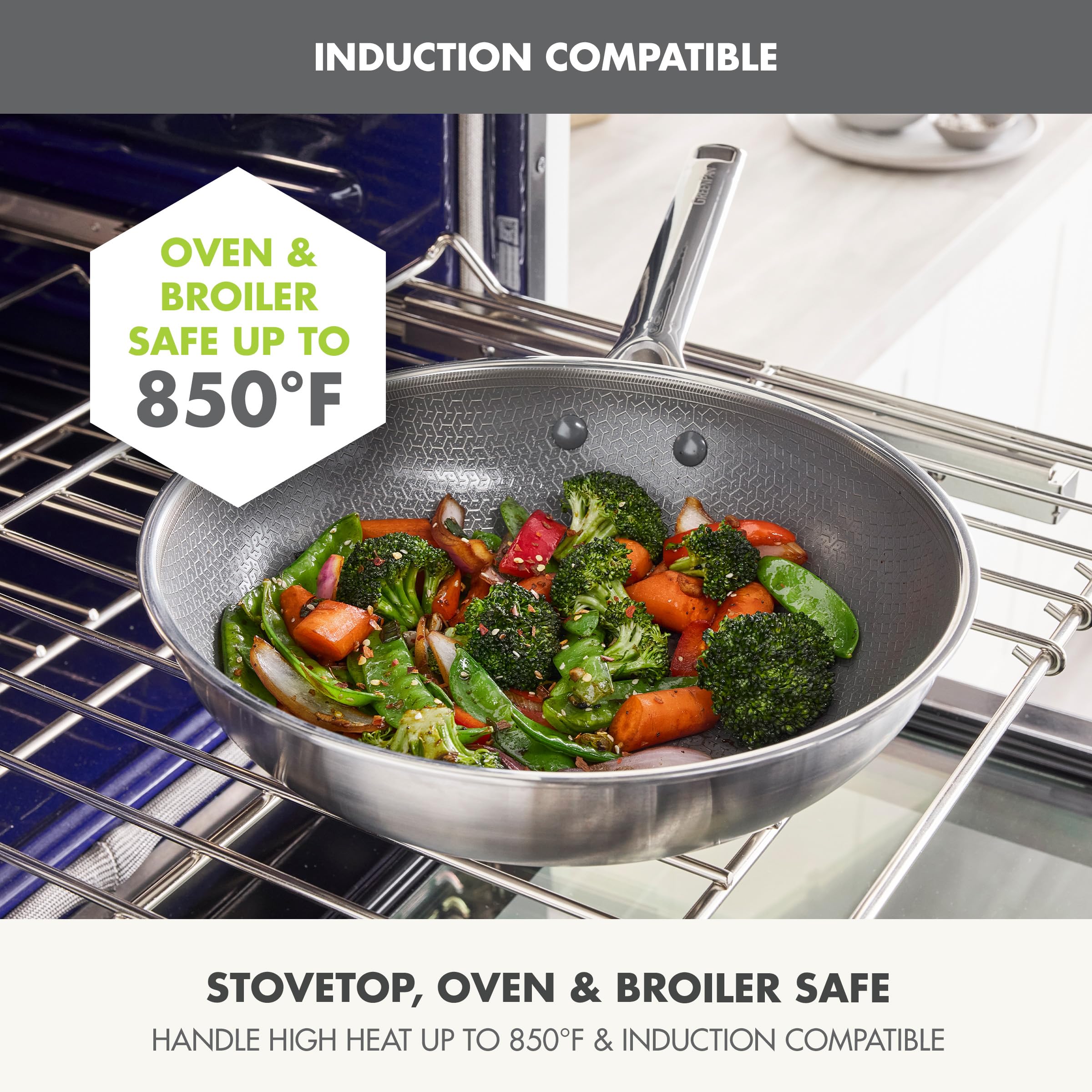 Amazon.com: GreenPan Hybrid 11” Nonstick Stainless Steel Wok Pan