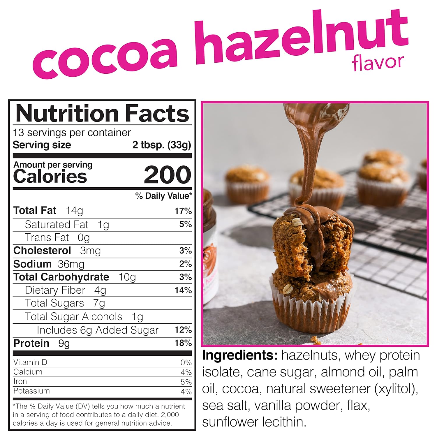 Nuts ‘N More Cocoa Hazelnut Butter Spread - High Protein, Low Carb, Low Sugar, Gluten Free, Non-GMO, All-Natural Keto Nut Butter Snack (15oz Jar)