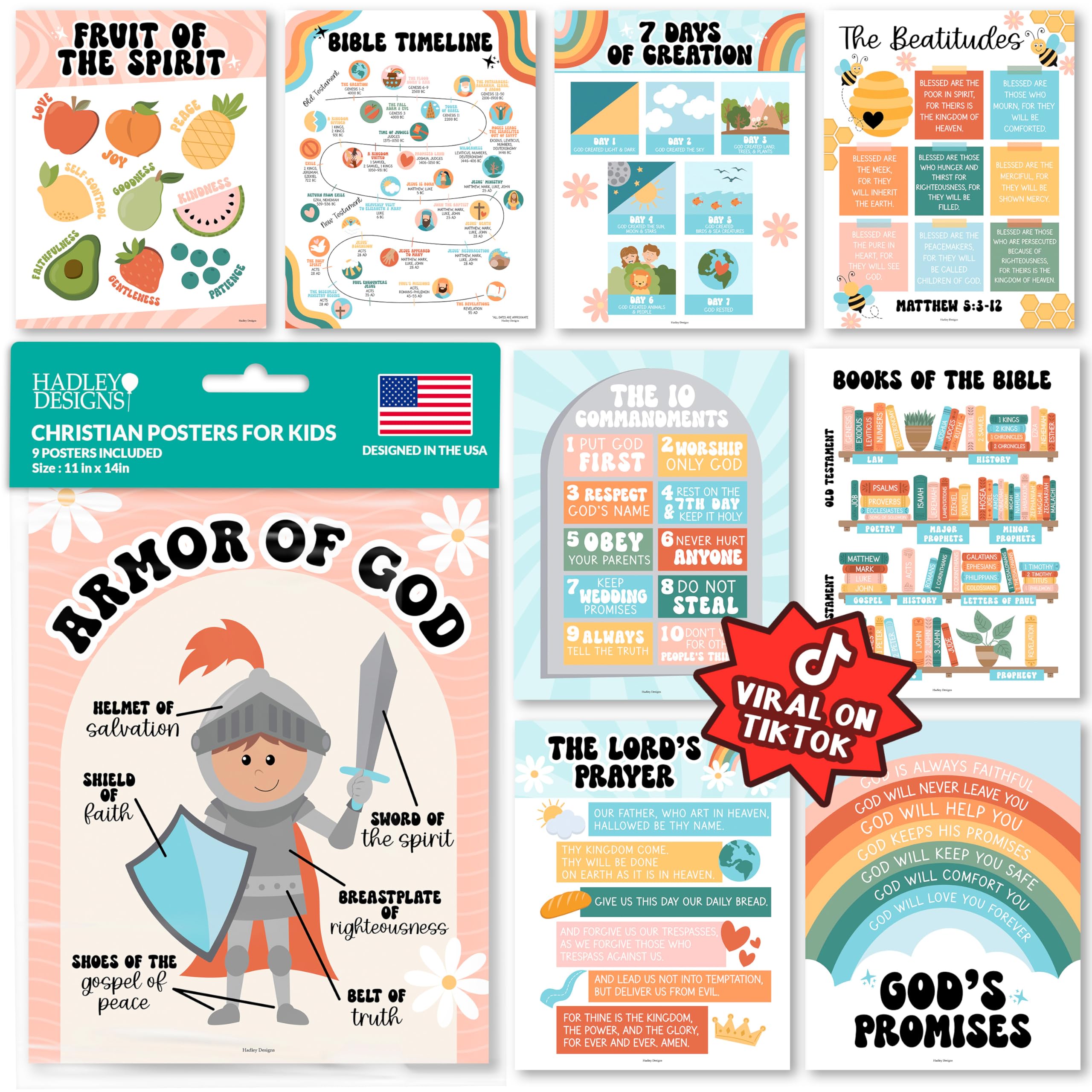 Bible Posters for Kids - Sunday School Decorations for Classroom Must Haves