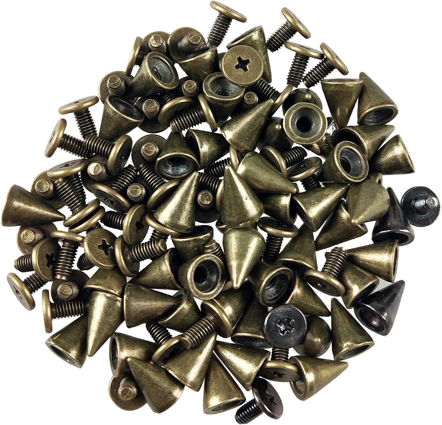 150PCS Cone Spikes Screwback Studs DIY Craft Cool Rivets Punk 7 X 10mm 1/4 Inch X 3/8 Inch (Silvery, Gun Black, Bronze) by CSPRING