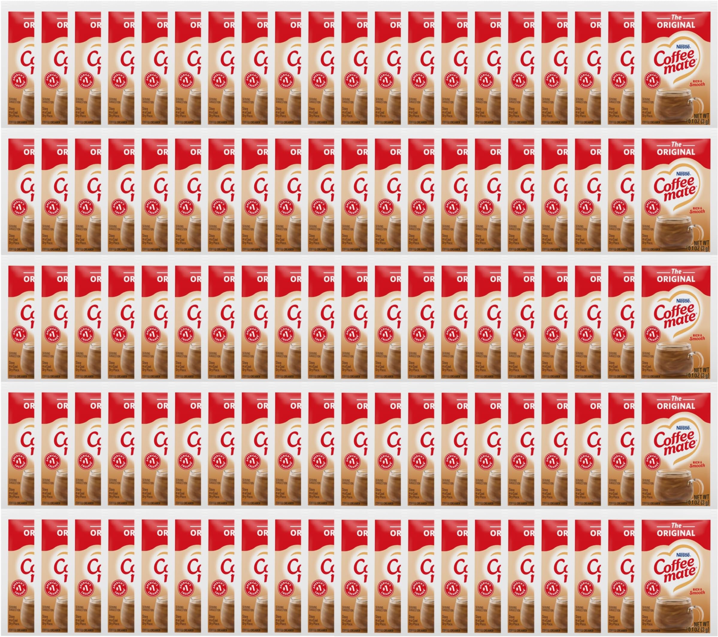 Coffee mate Original 3 Gram Single Serve Powdered Creamer Packets (Pack of 100)
