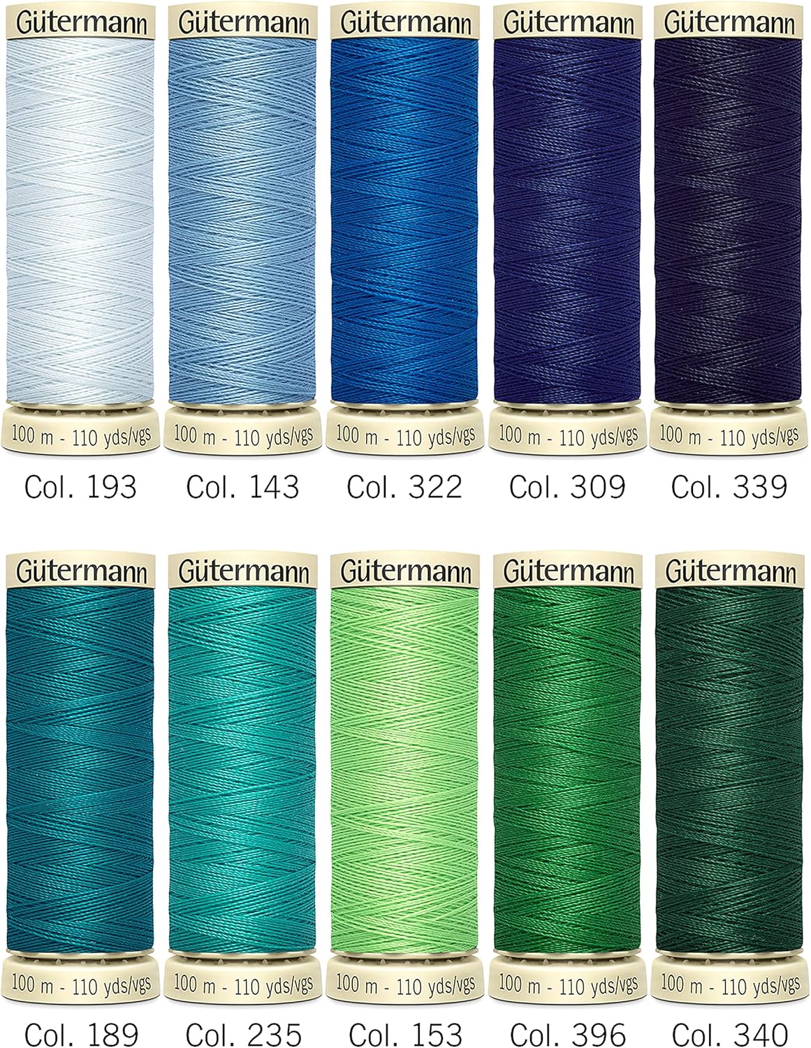 Gutermann Thread Set: Sew-All: 10 x 100m: Assorted Brights