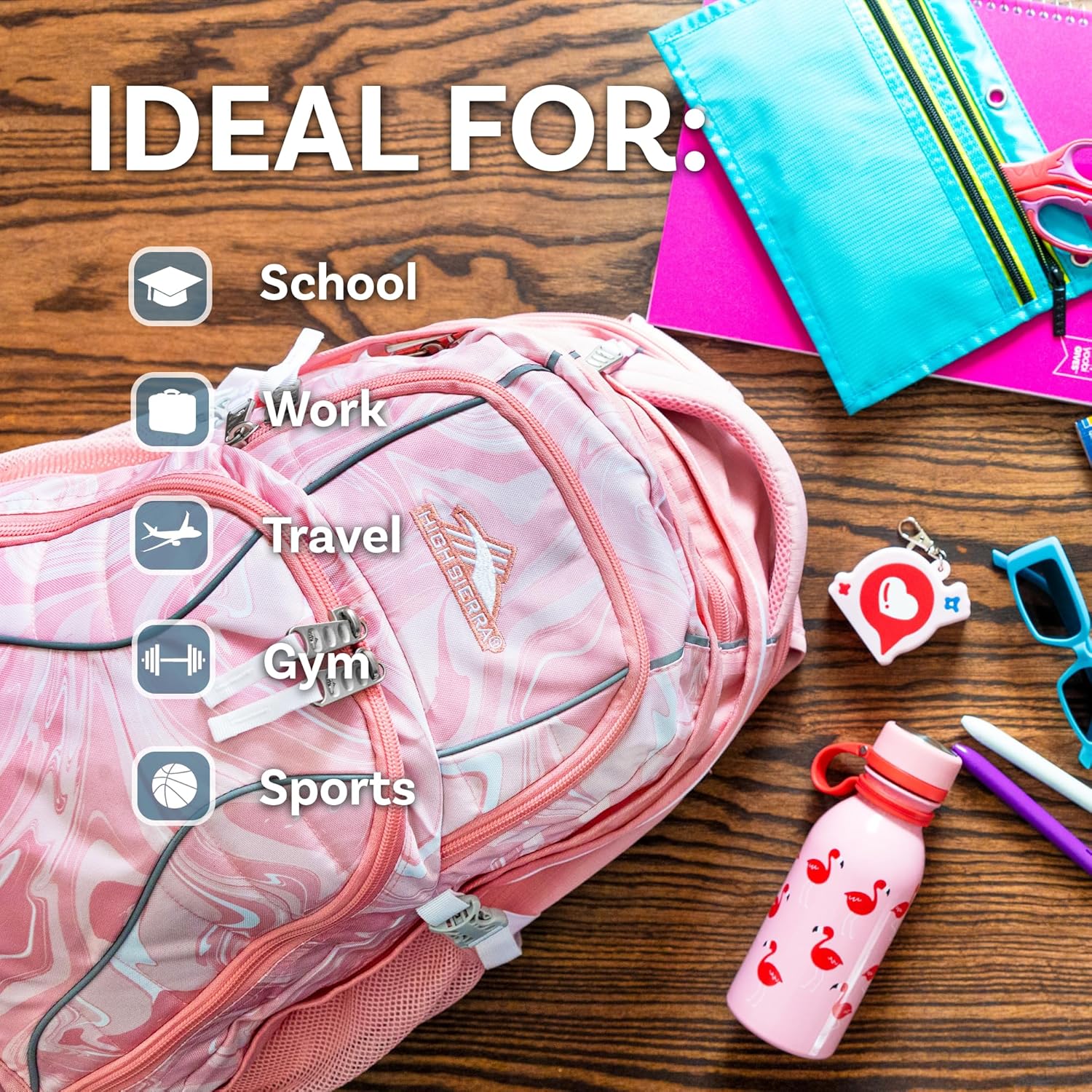 High Sierra Swerve Laptop Backpack, One Size, Copper Splater/Maroon - Image 9