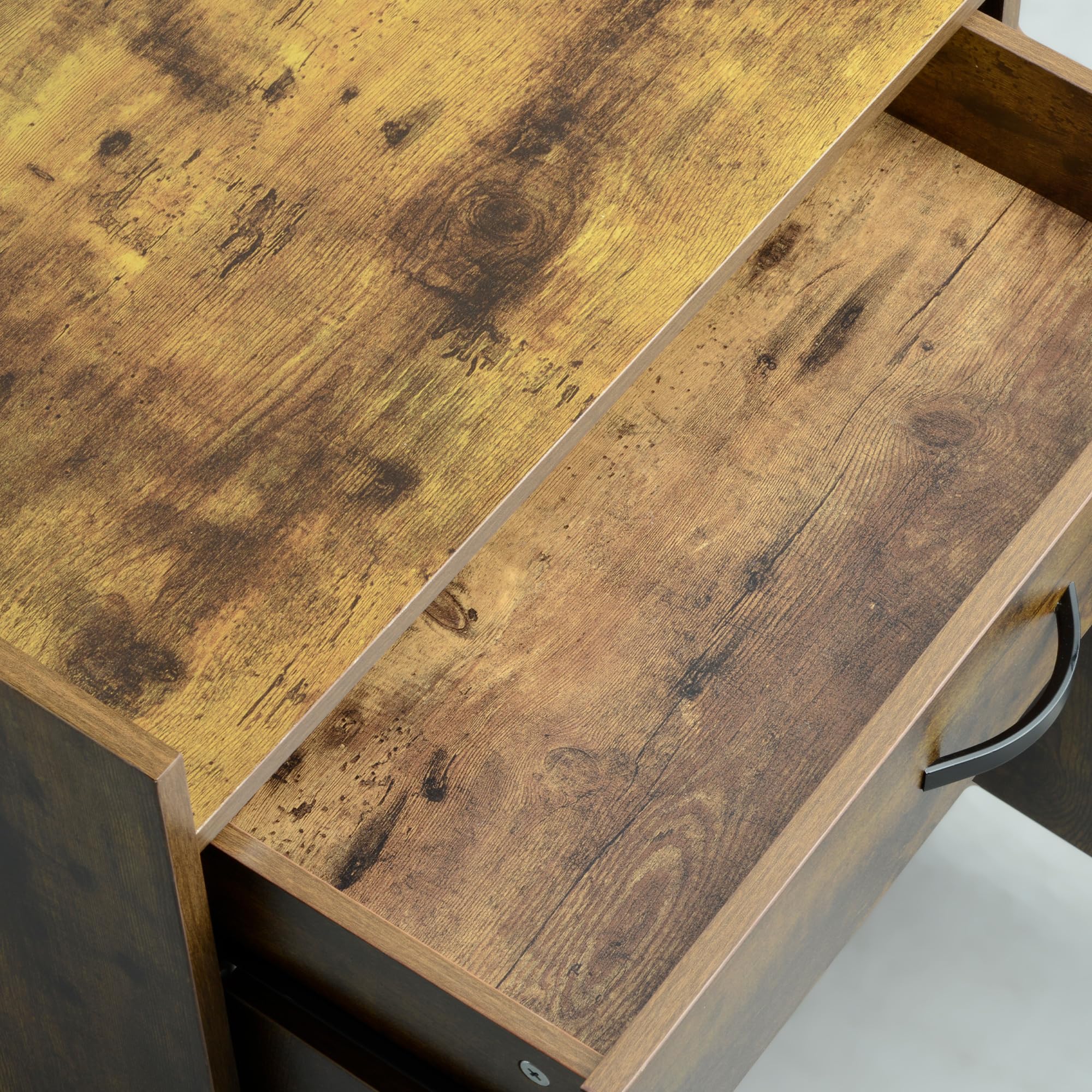 HOMCOM Carrello da Cucina Portavivande per Microonde con Cassetto e Armadietto, Isola per Cucina in Legno con 4 Ruote e Ripiano Regolabile, 60x40x77 cm, Marrone Rustico