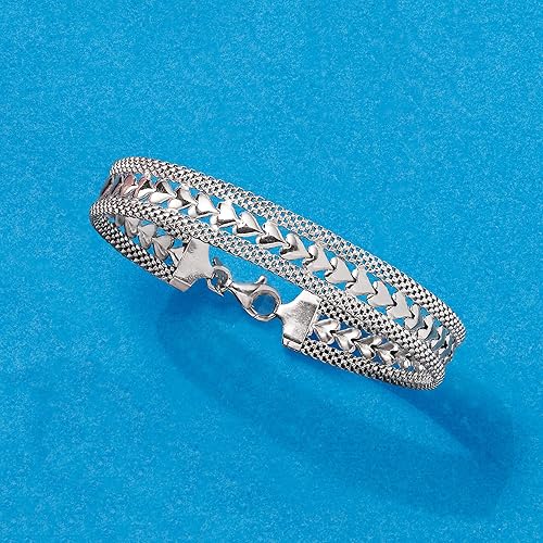 Vista 5 de Ross-Simons - Pulsera con diseño de corazón de plata italiana