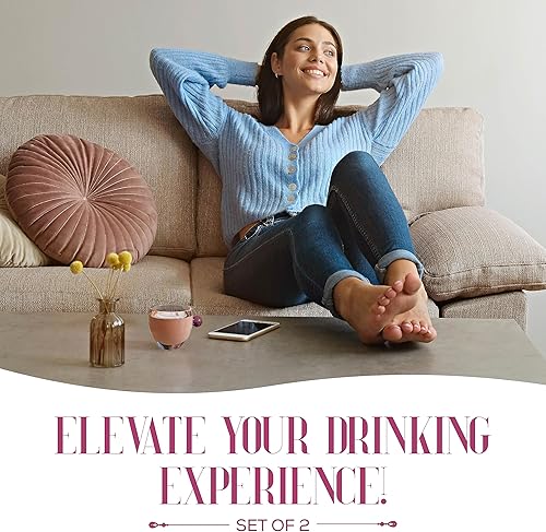 Miniatura 2 de elle decor Tazas de café de vidrio de doble pared con mango de color, juego de 2, tazas de vidrio de boca ancha de 9 onzas para oficina, bar, fiesta