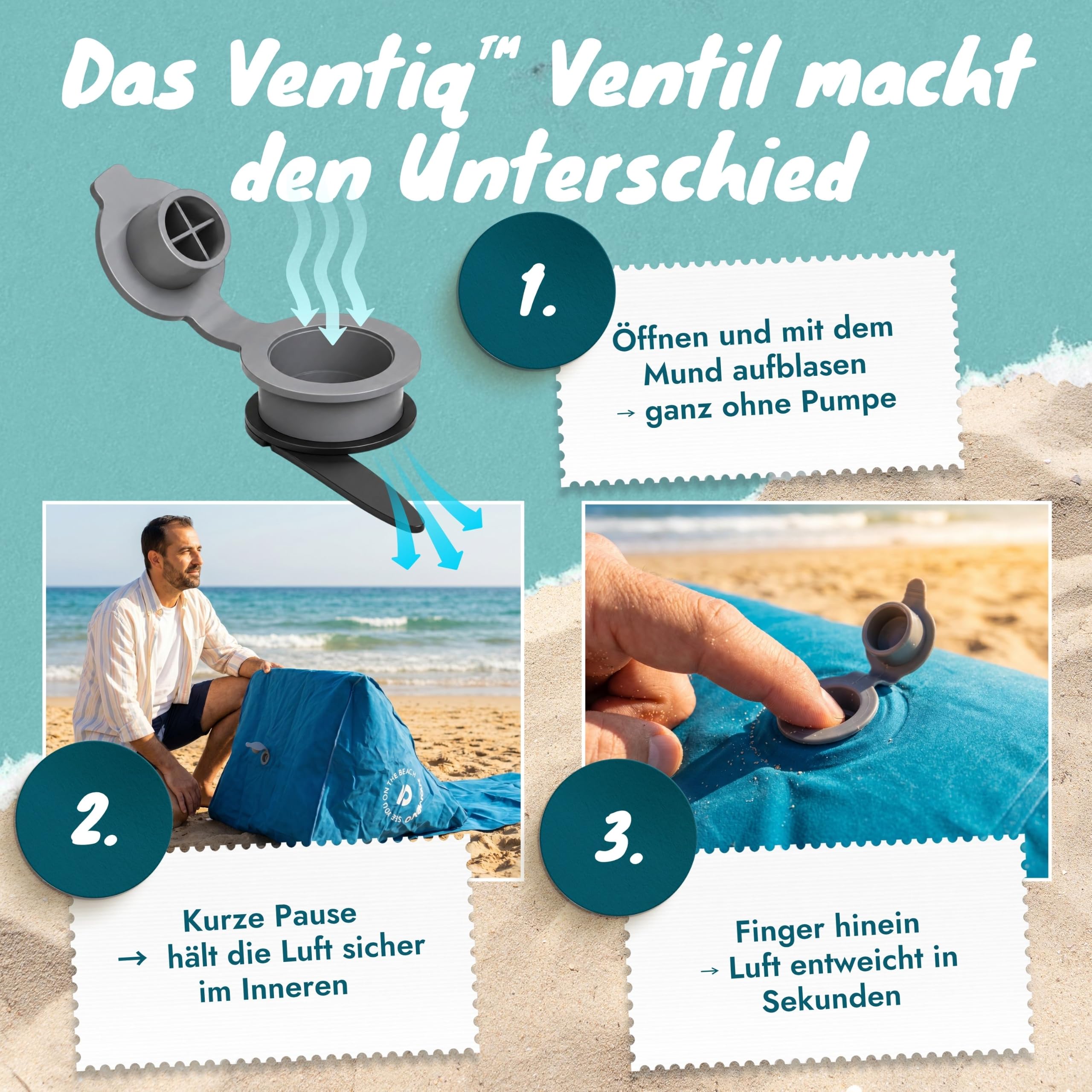 Airlounge Strandlehne aufblasbar Beach Lounger Petrolblau