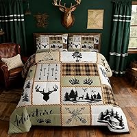 Vista 88 de Juego de edredón Deer Bear para niños tamaño completo, juego de ropa de cama rústica de aventura de caza para decoración de habitación de niños