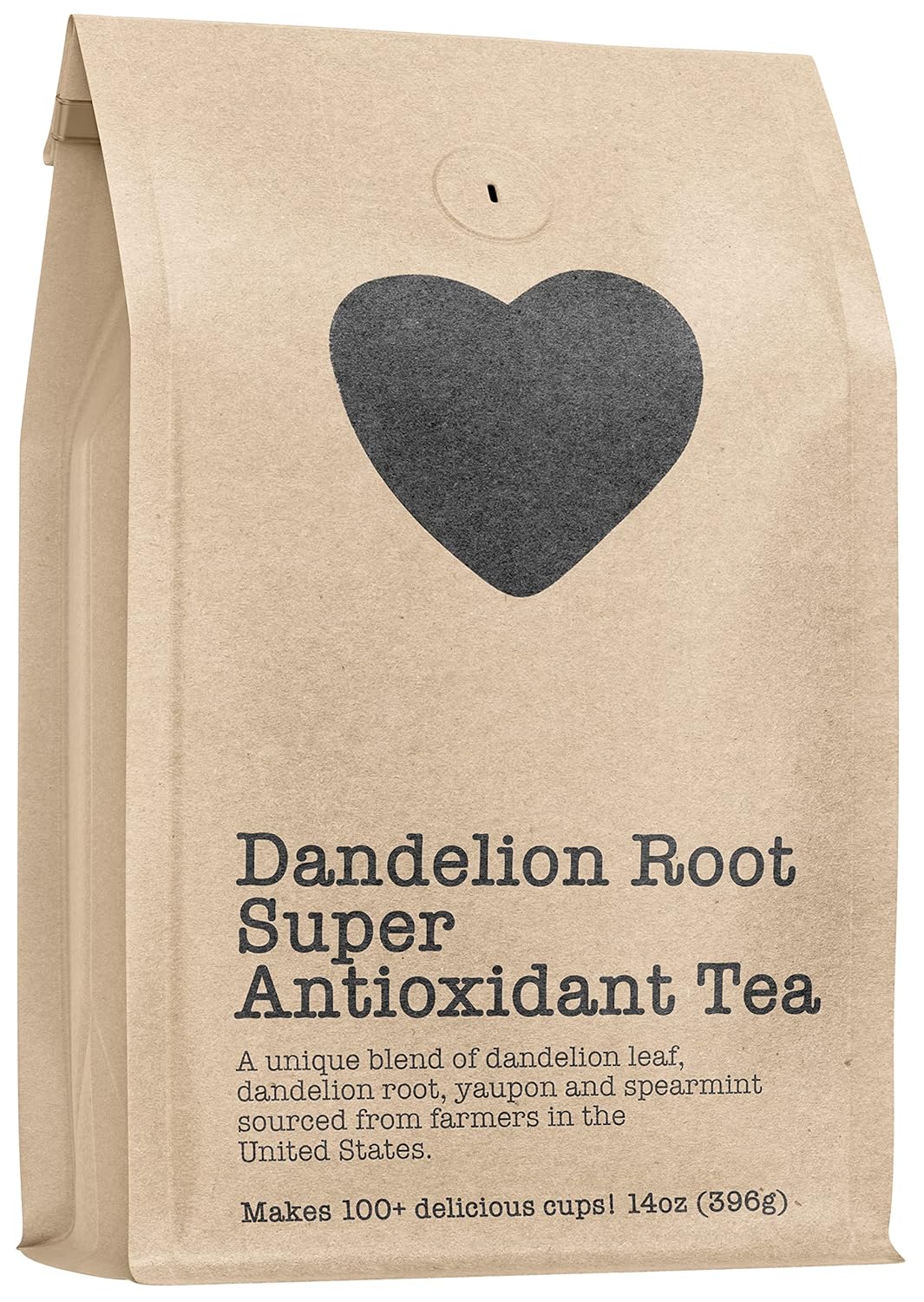 Dandelion Root Super Antioxidant Tea, 100+ Servings, Eco-Conscious Zip Pouch, Contains Caffeine, Pure Loose Leaf Tea Grown in America, 14 Ounce (Large)