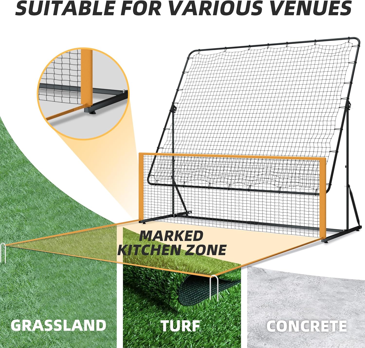 MR Pickleball Rebounder 6’x6’, Adjustable Angle & Height Pickleball Rebounder, Tennis Rebound Net, Pickleball Solo Training Equipment for Dinks Volleys Accuracy Coordination Kitchen Control