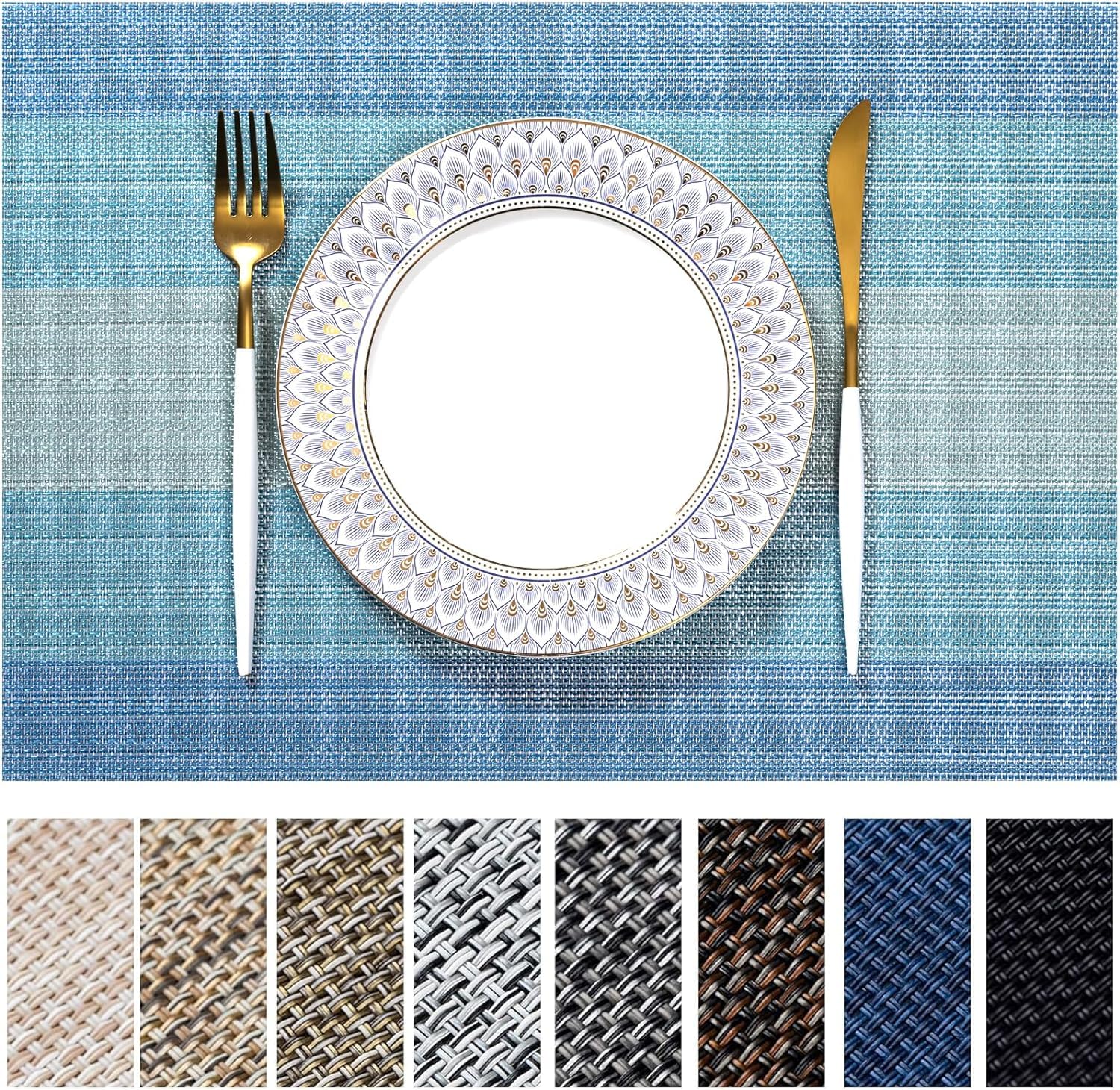 Sets de table tissés motif géode océan LEXMORE lavables pour cuisine