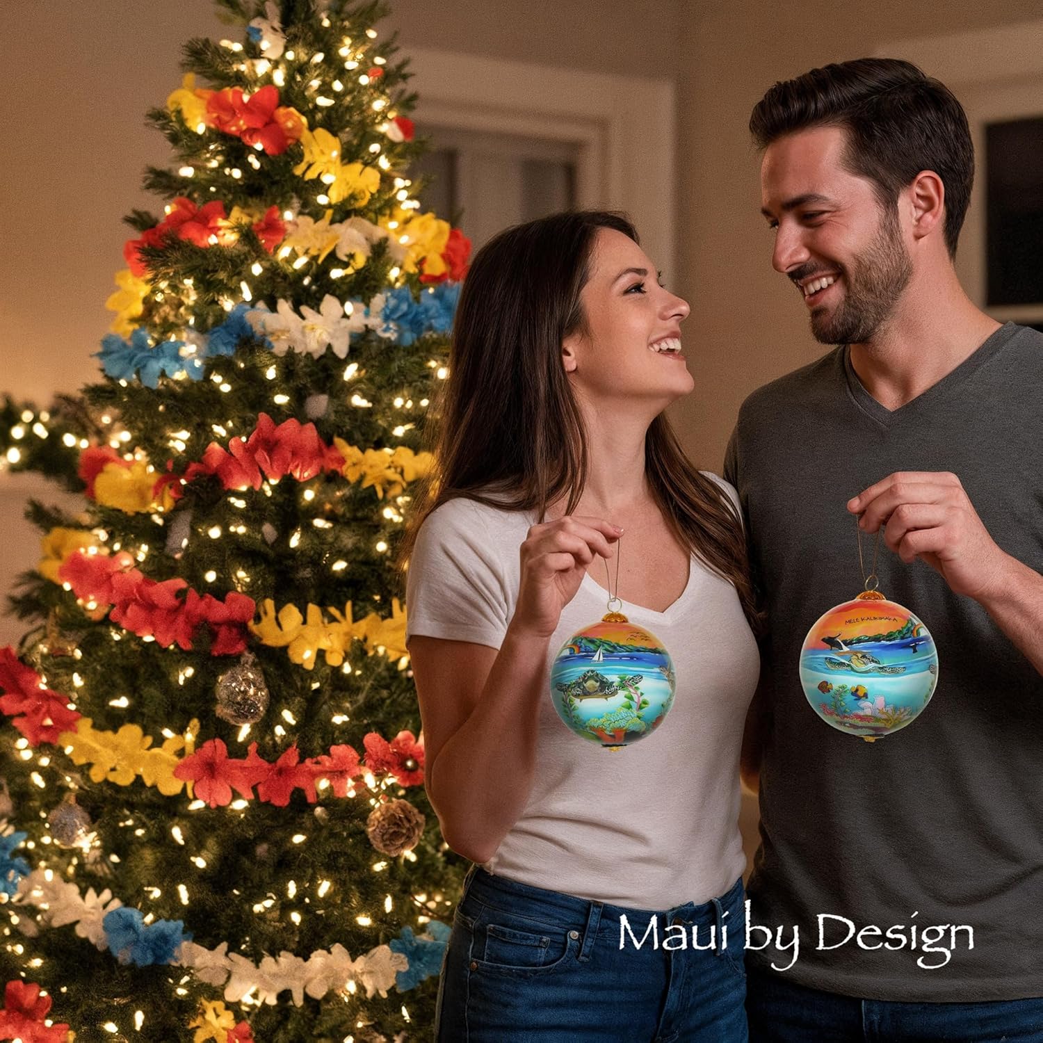 Collectible Hawaiian Glass Ornament Hand Painted Sea Turtles in The sunsetwith Gift Box Hand Painted Sea Turtles in The Sunset - Image 8