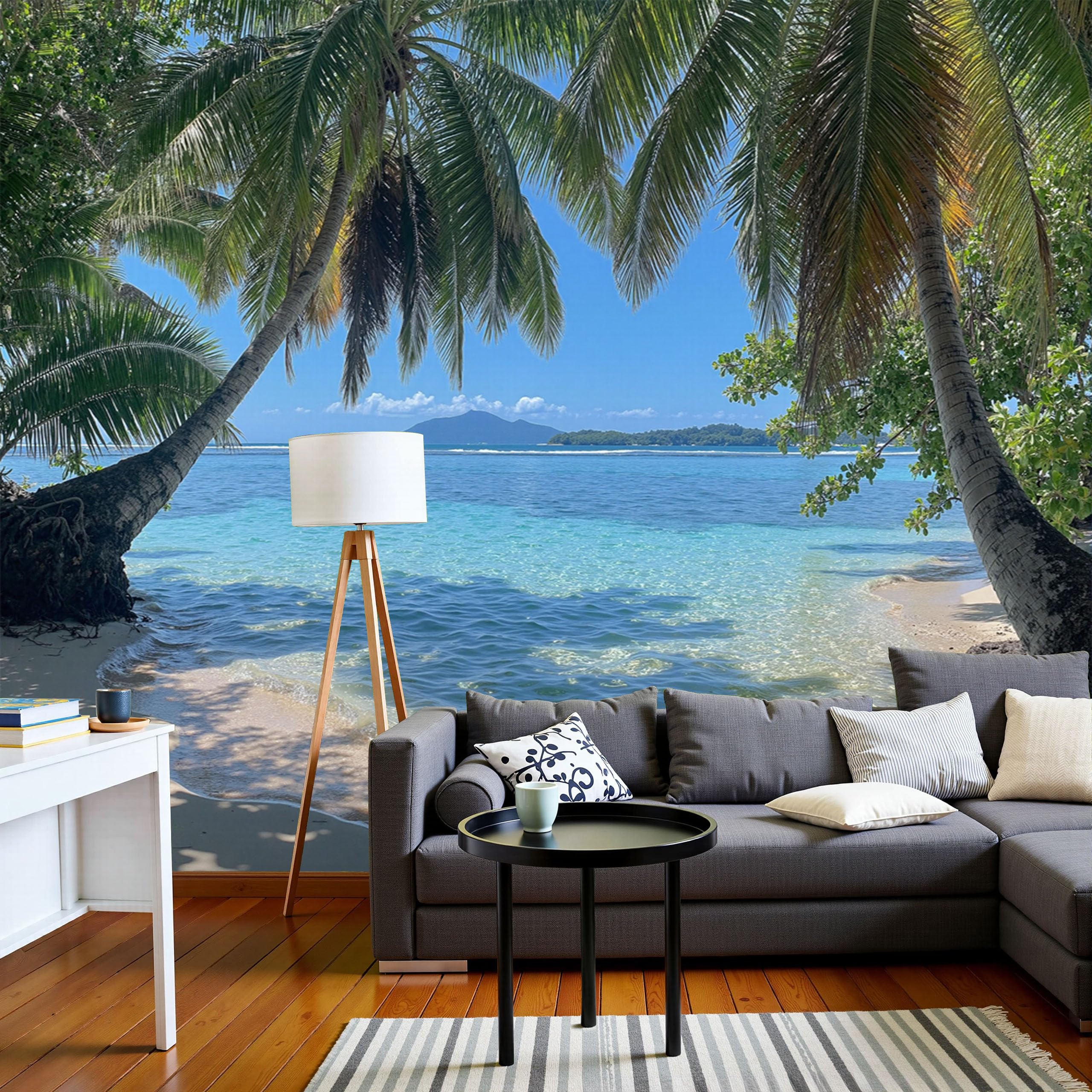 Papier peint panoramique bleu royal moderne 250x175cm : fresque murale 3D
