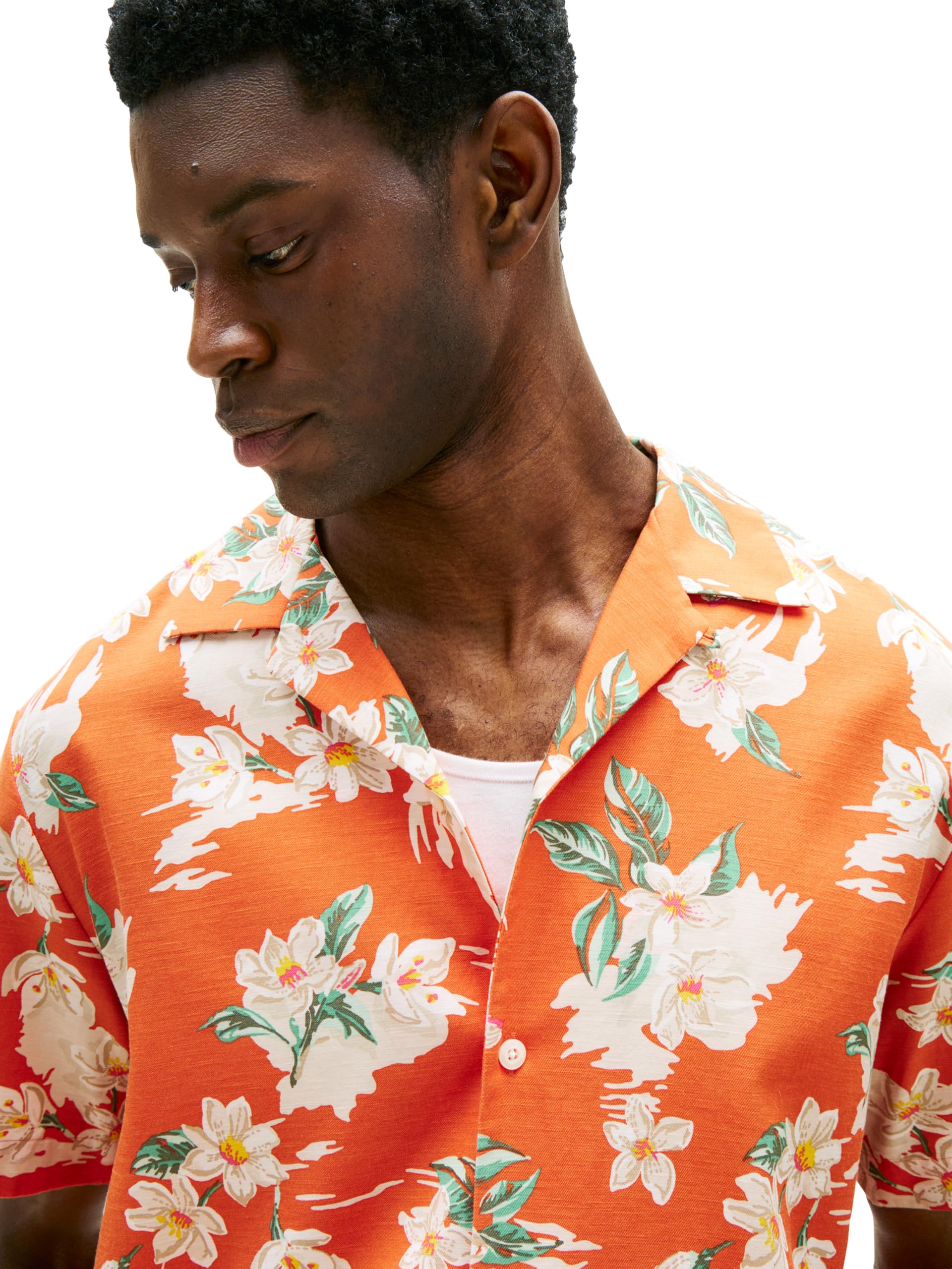 Tommy Hilfiger Camisa de Verano Ligera de Manga Corta para Hombre, Ajuste Regular, con Botones