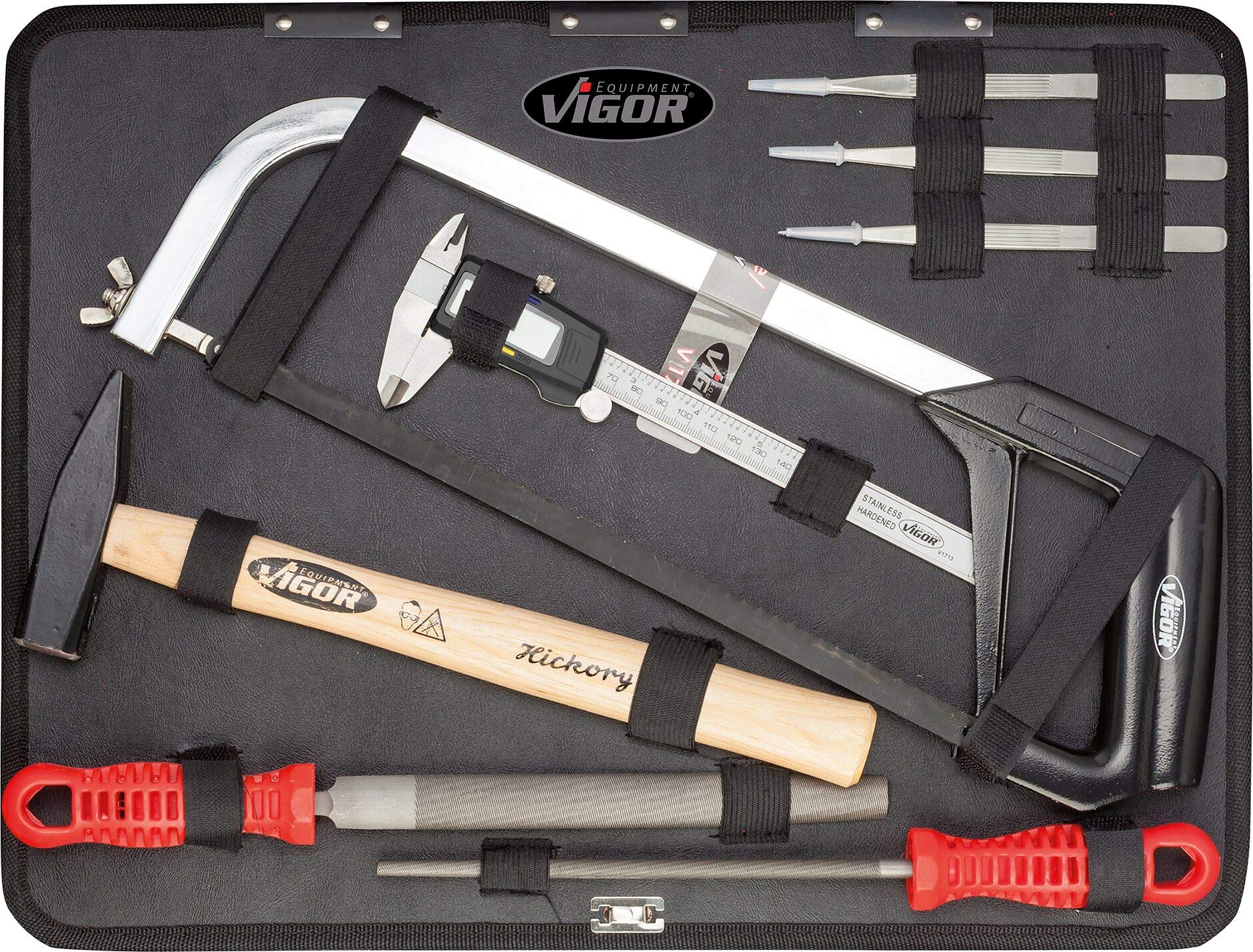 Valigetta portautensili ViGOR V2542 | 143 pezzi, completa di chiavi a bussola e combinate con molti profili di inserimento, incluso set di punte, martello e pinze'.