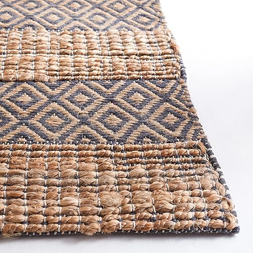 Miniatura 3 de Safavieh Natural Fiber Collection - Alfombra decorativa de 3 x 5 pies, color carbón y natural, hecha a mano, estilo bohemio, rústico, yute y