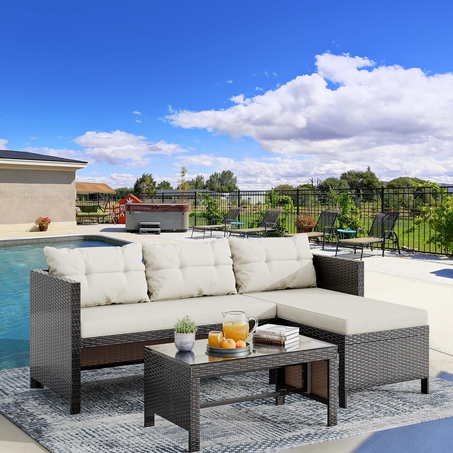 Meilocar Patio Furniture Set Pieces, Outdoor Patio Guyana Ubuy