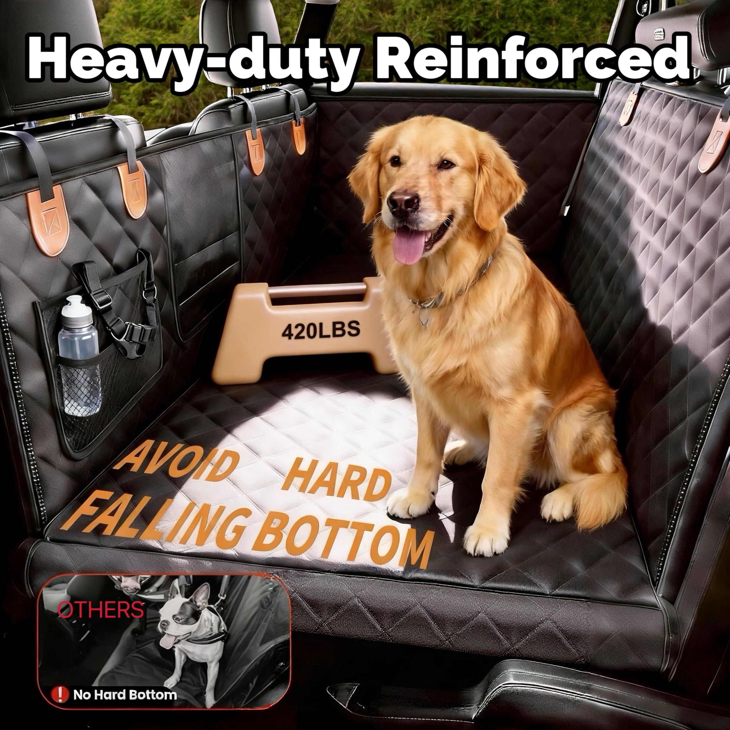 Back Seat Extender for Dogs with Hard Bottom, Dog Car Seat Cover for Back Seat, Waterproof Backseat Dog Extender & Hammock, Fits Most Cars, SUVs &Trucks, Medium&Large Dogs - image 3