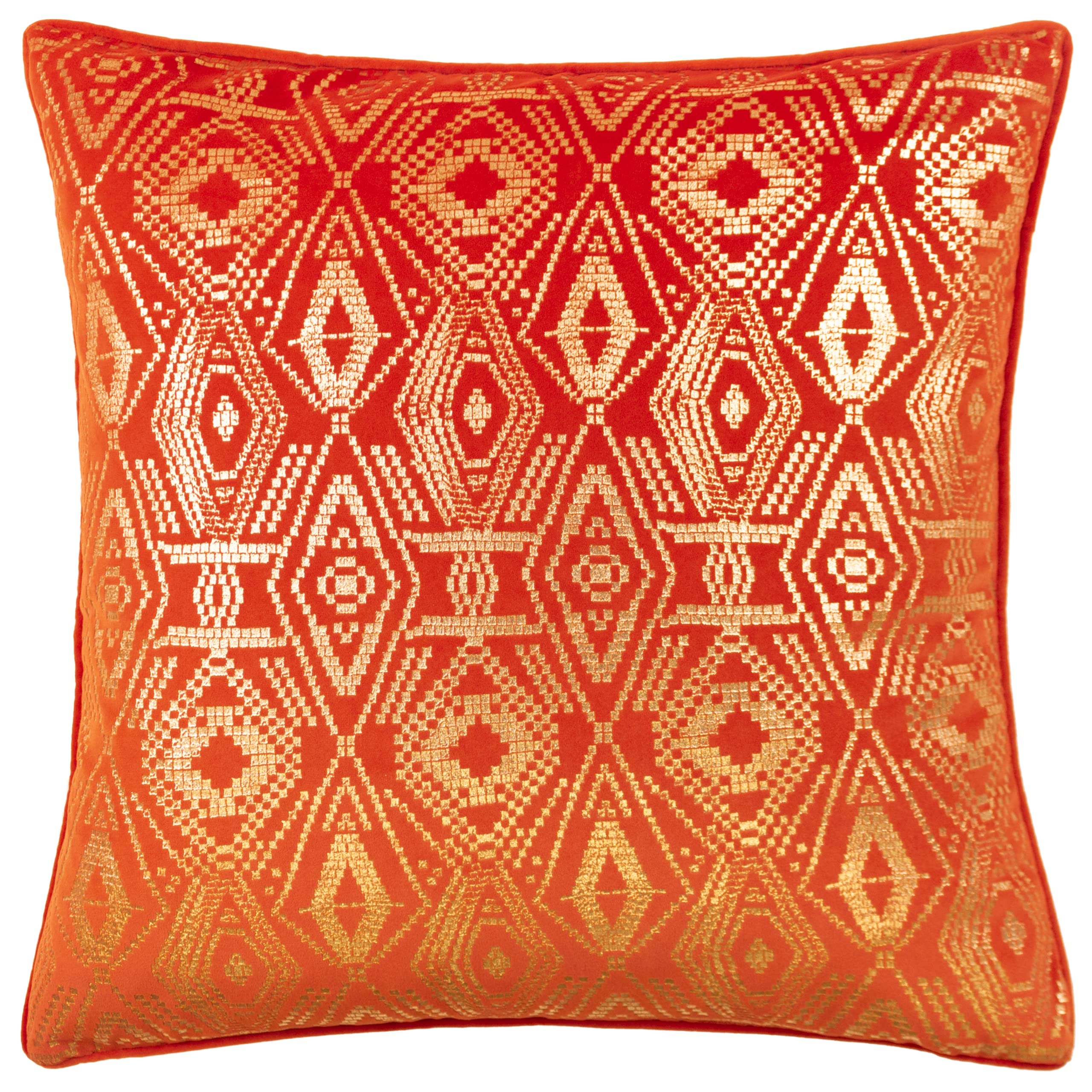 Paoletti Tayanna Metallic Velvet Piped Cushion Cover Golden/Light