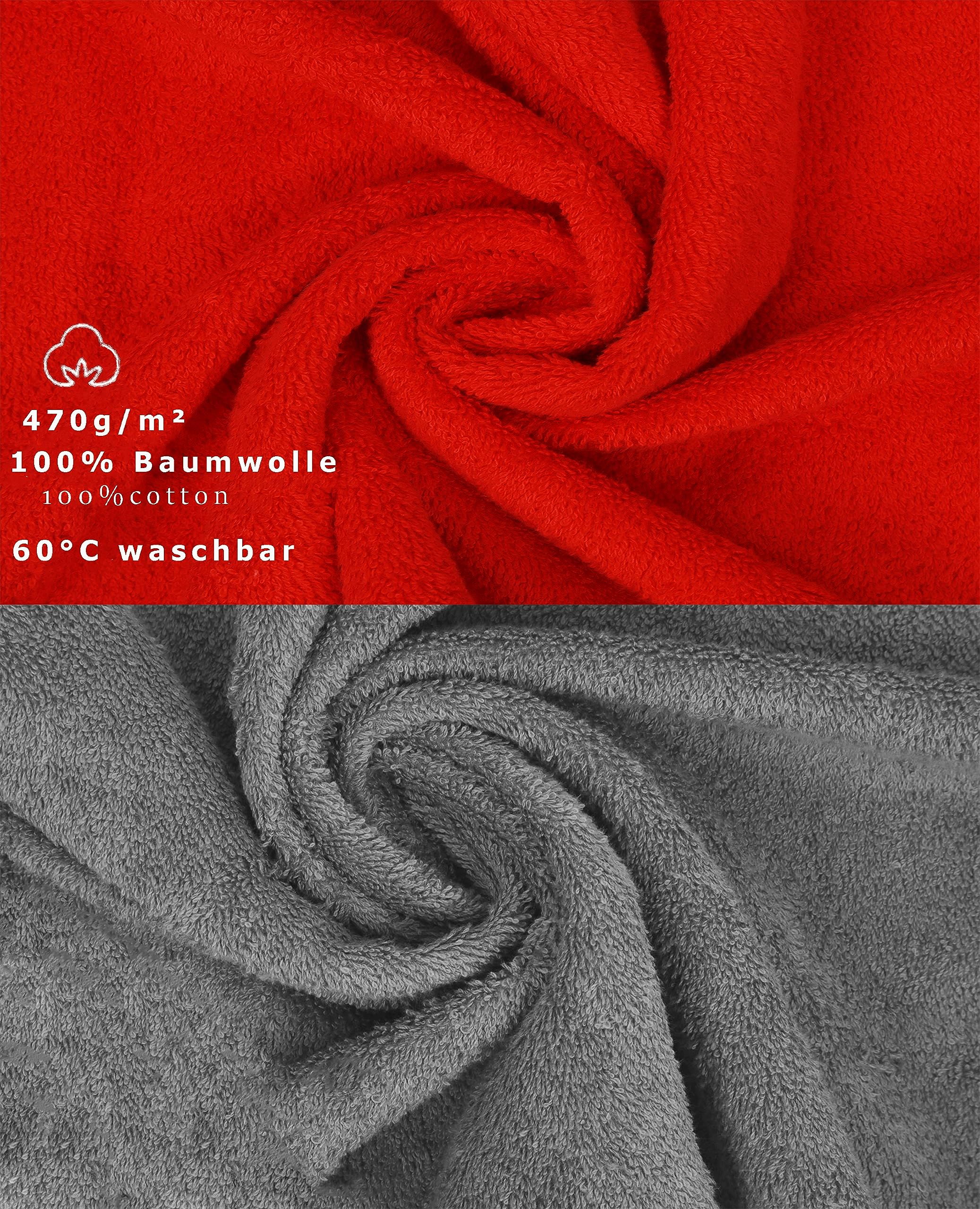 Set di 10 Asciugamani per Gli Ospiti Premium, Colore: Rosso e Grigio Antracite, Misura: 30 x 50 cm