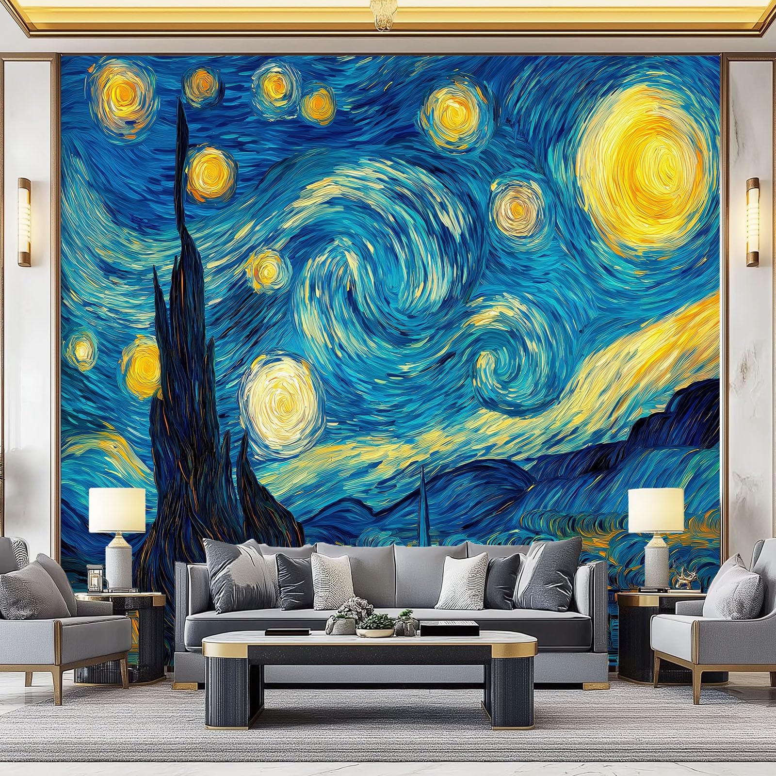 Fototapeta Nowoczesny Styl Sztuka Fotograficzna Fototapeta Do Sypialni Pokój Dziecięcy, 300 x 210 cm Dekoracja Ścienna Tapeta Artystyczna, Mgławica Niebieska Wieś
