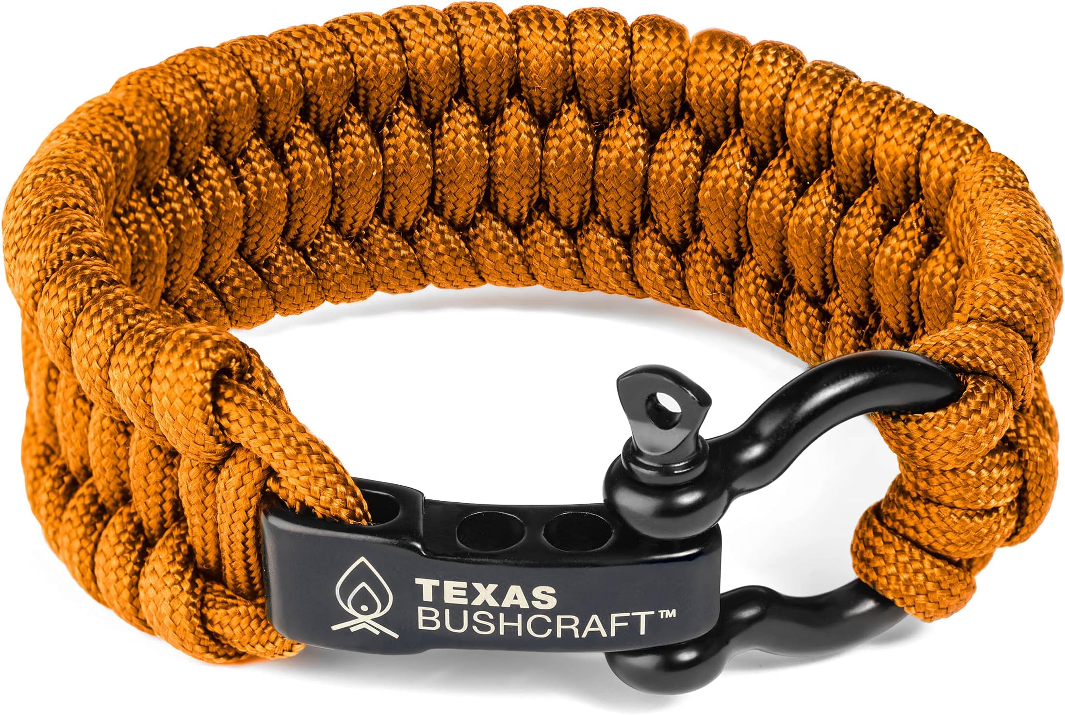 Firecraft Cord Survival Bracelet – Paracord Bracelet with Bow Shackle for Camping and Emergency – 3 Extra Strands Include Wax Thread, Tinder, and Fishing Line
