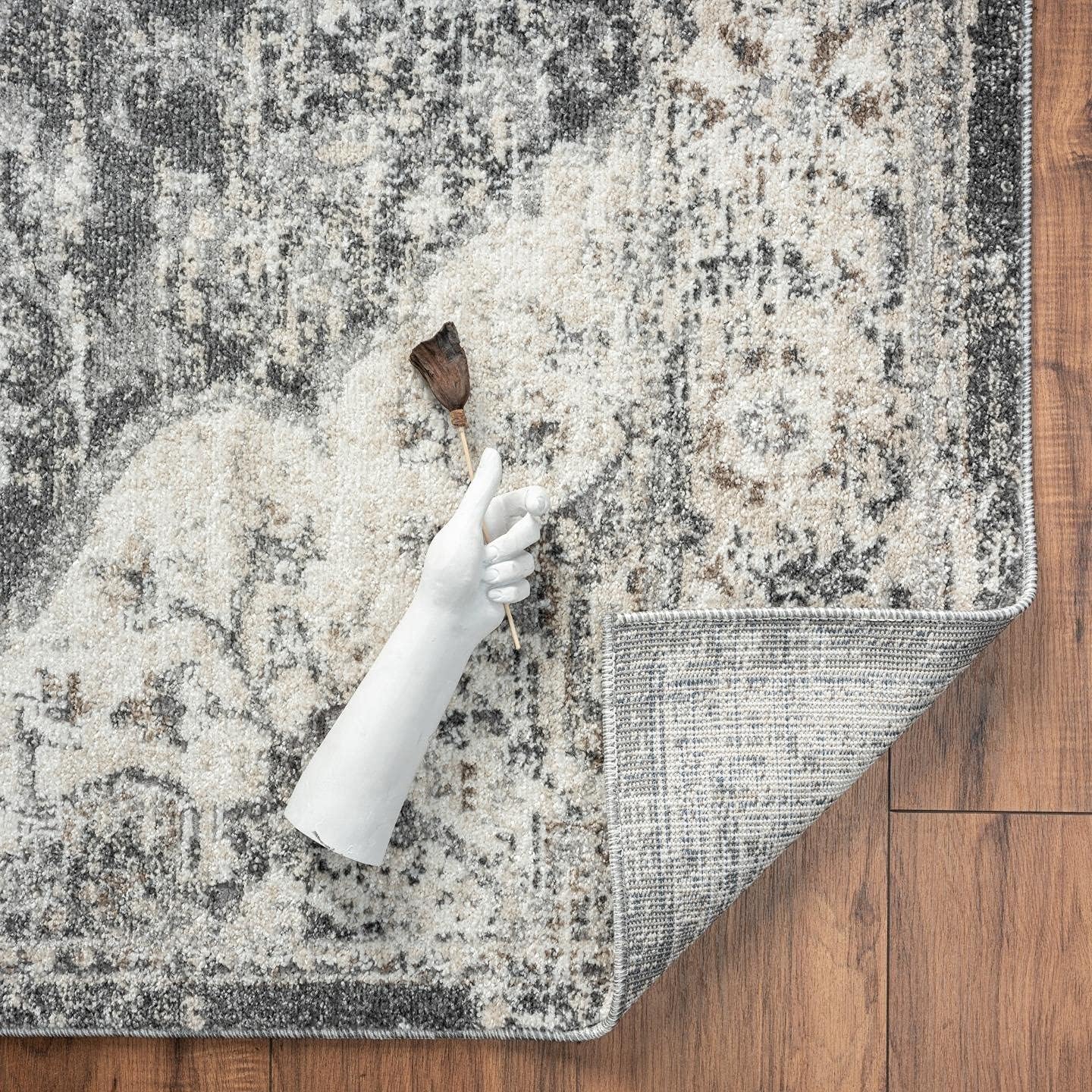 Gray 9' x 12' Synthetic Oriental Area Rug