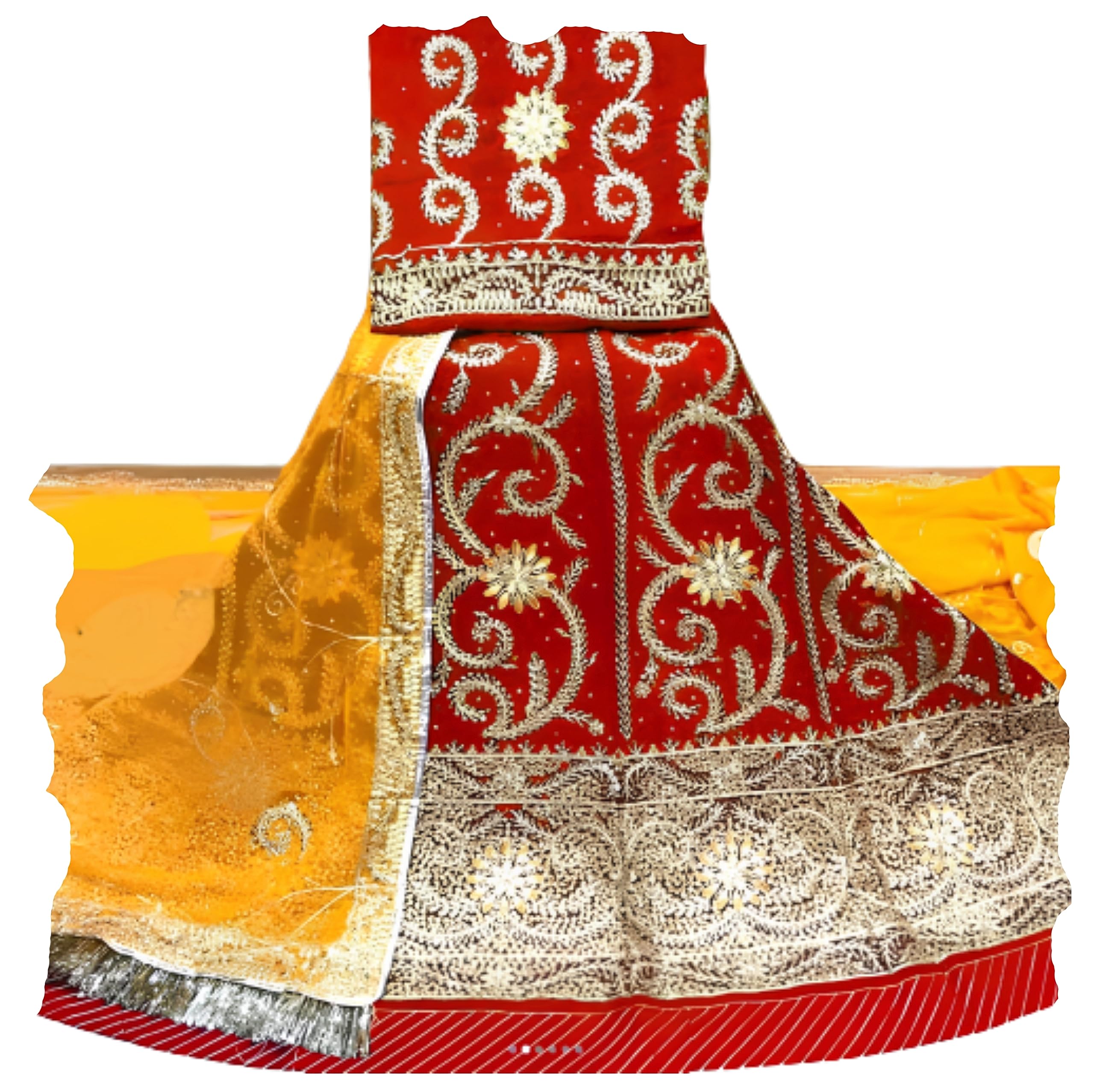 SHYAMLATAHeavy Embroidery Work Semi Stitched Shimmer Silk Rajputi Poshak For Women Rajasthani Lehenga Choli