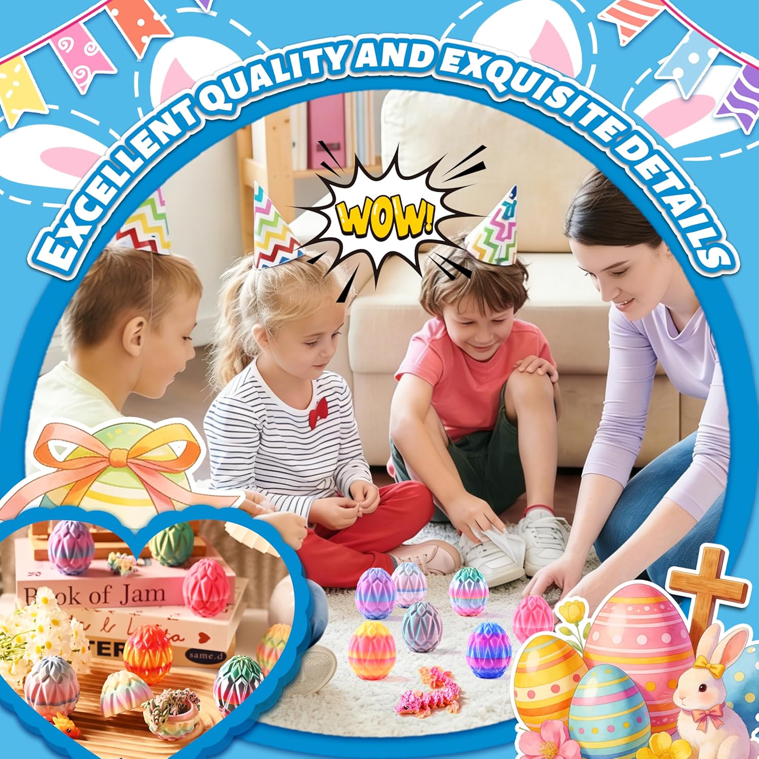 12pcs 3D Printed Prefilled Easter Eggs with Dragons Inside, Magic Toy for Party Favors, Basket Stuffers for Boys & Girls, Easter Egg Hunt, Goodie Bag Fillers, Classroom Prize Supplies