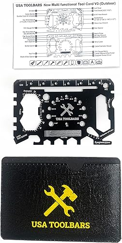 Miniatura 2 de USA Toolbars Tarjeta multiherramienta para cartera 46 en 1 innovadora tarjeta de crédito de negocios de acero inoxidable color negro