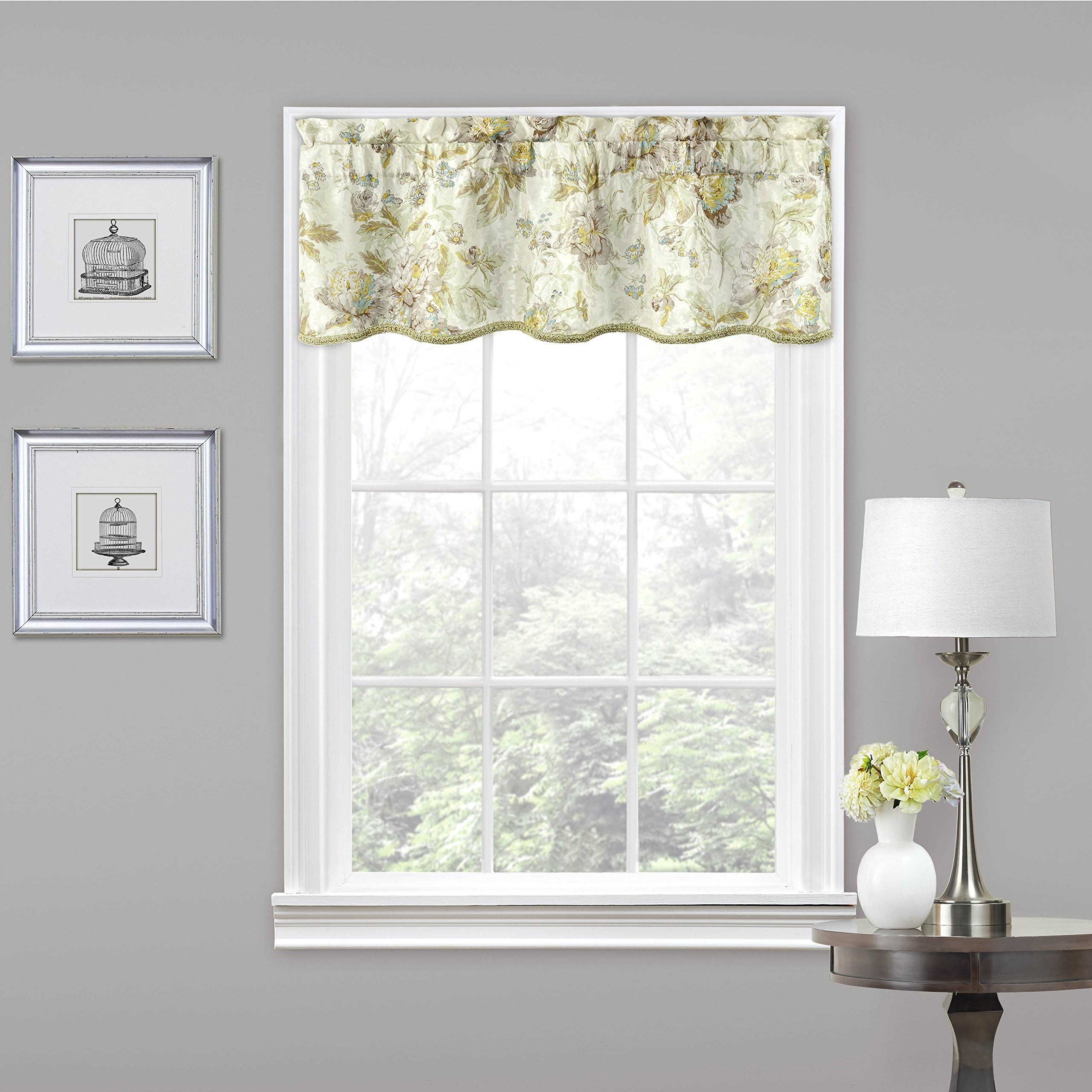 Traditions by Waverly Forever Yours Floral Window Valance, Platinum